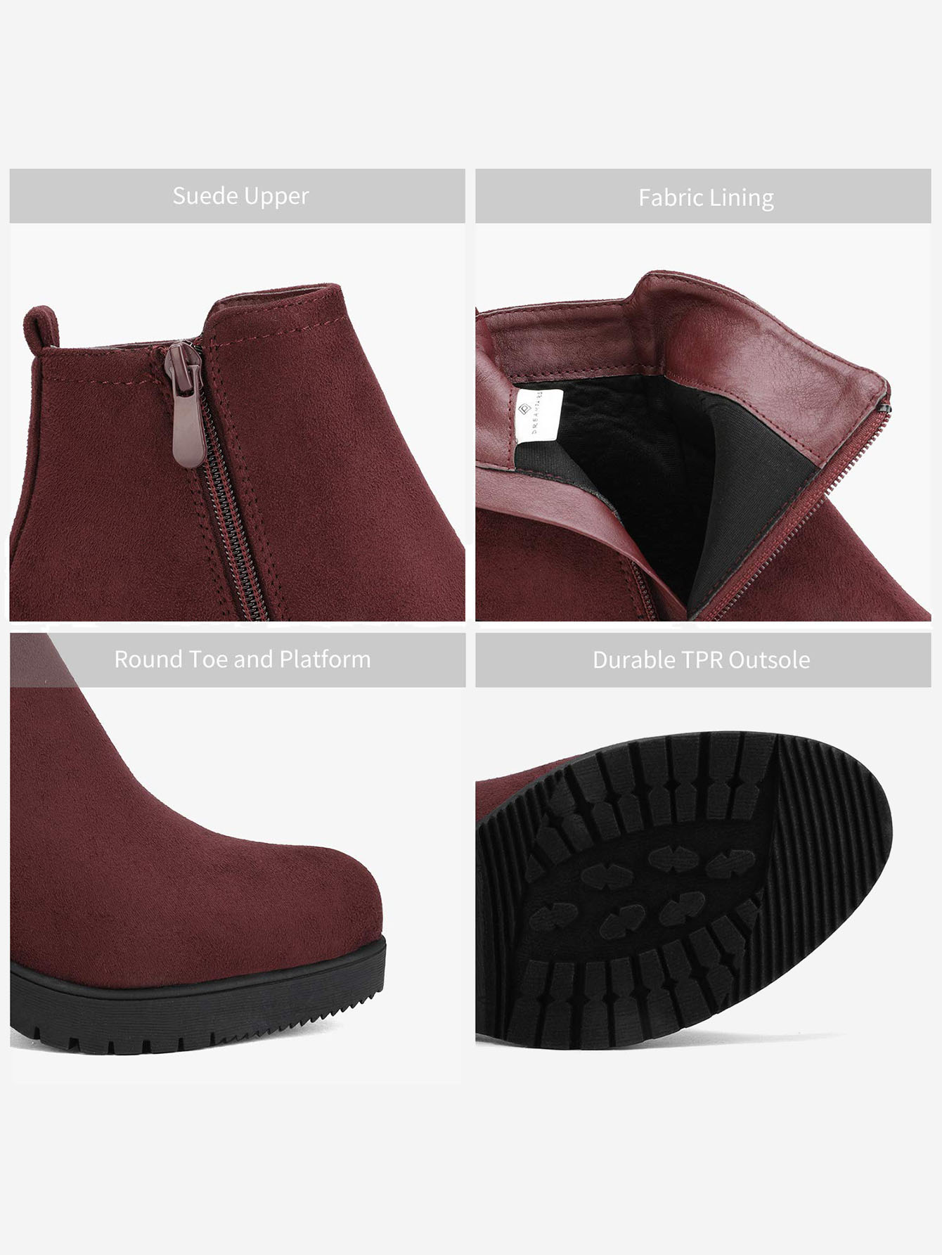 In Burgundy Women Fashion Boots