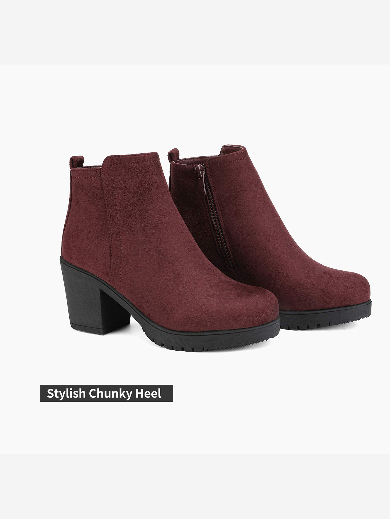 In Burgundy Women Fashion Boots