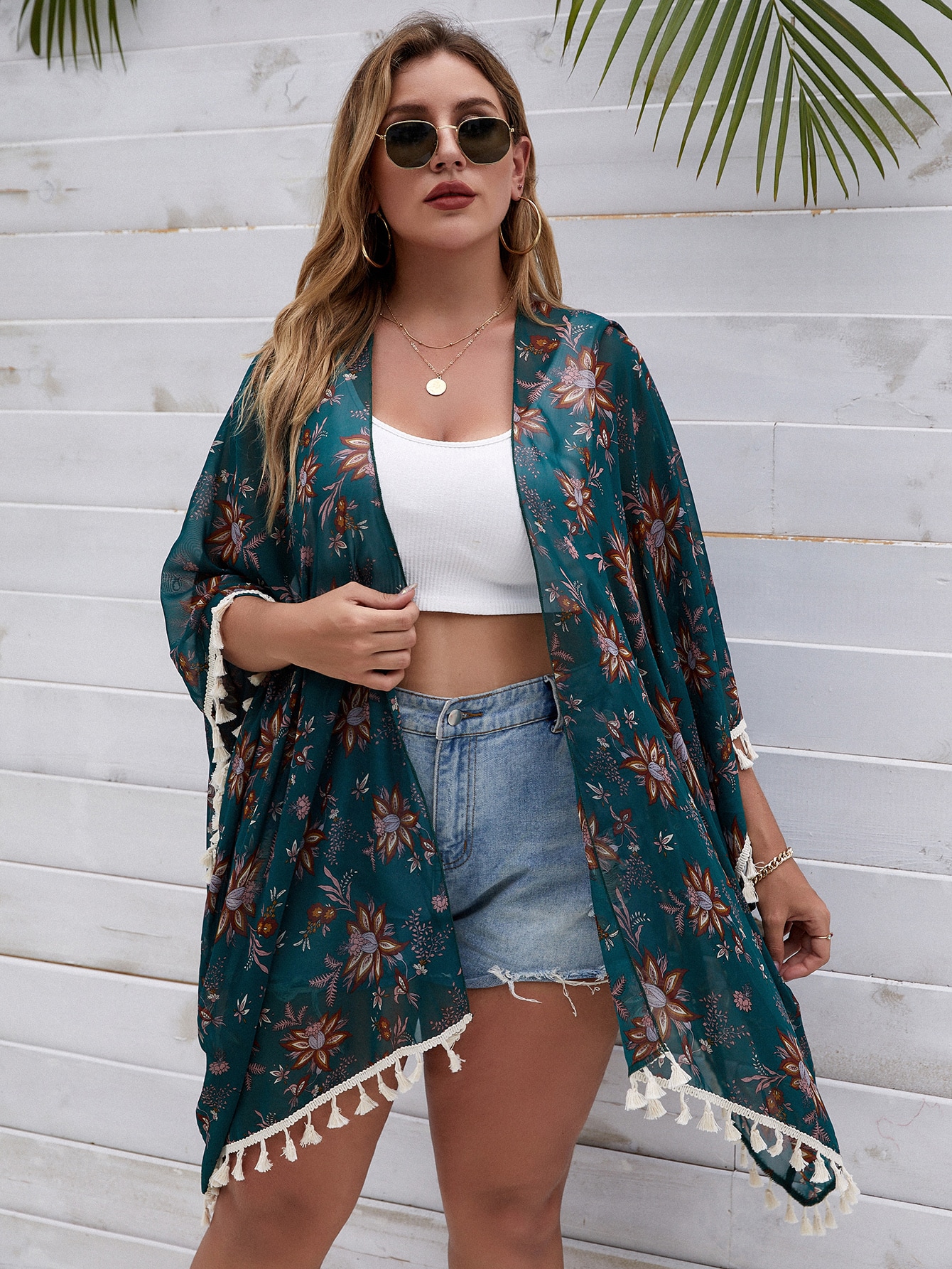 In Long Sleeve Plus Size Kimonos