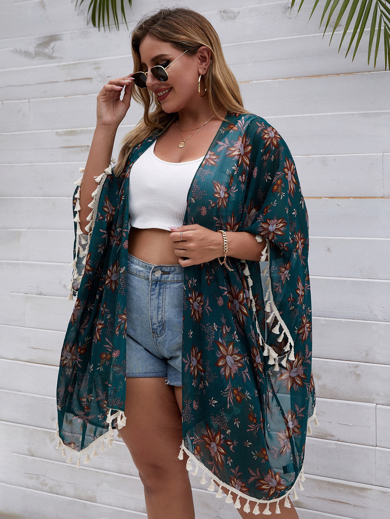 In Long Sleeve Plus Size Kimonos