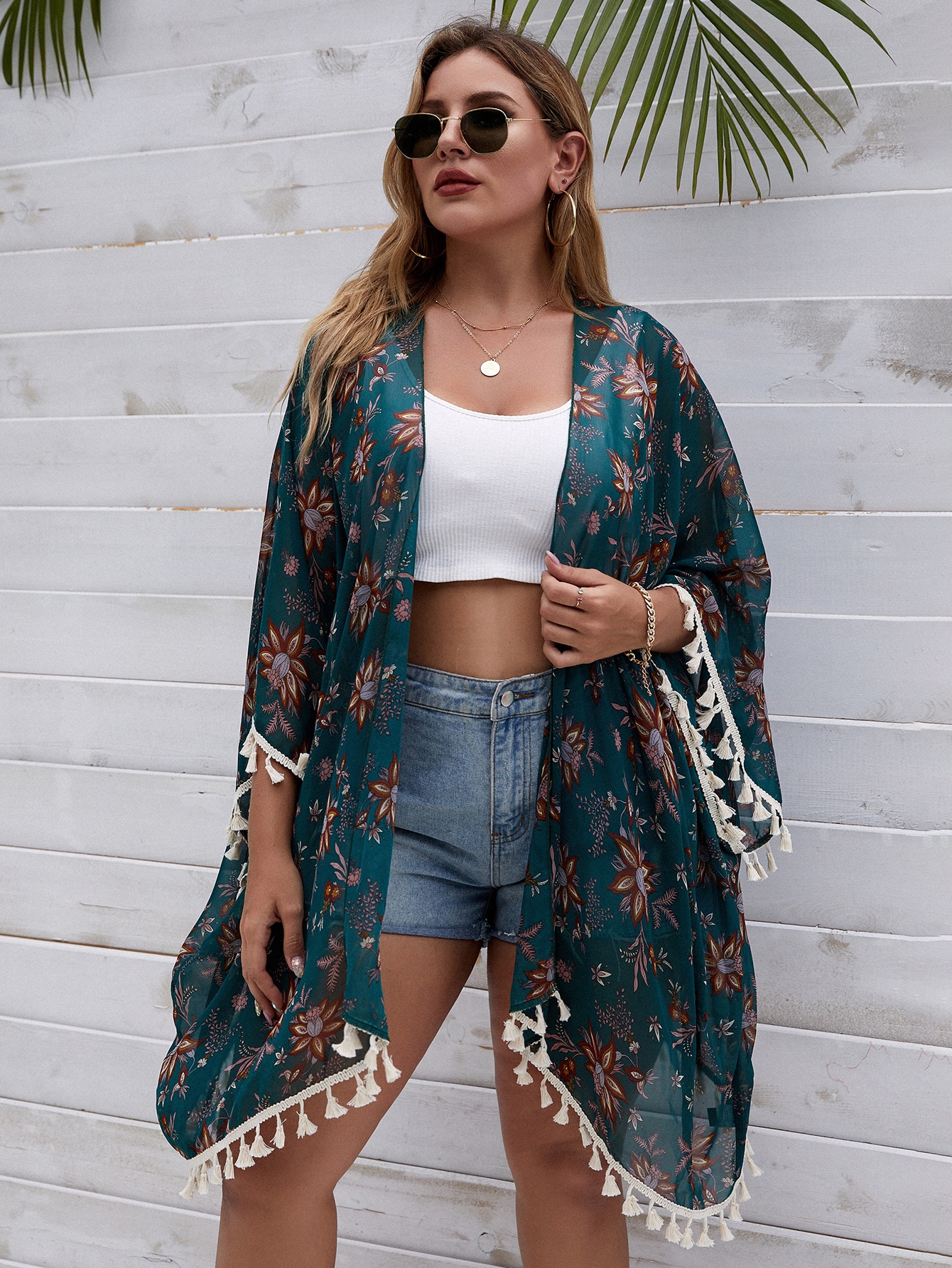 In Long Sleeve Plus Size Kimonos