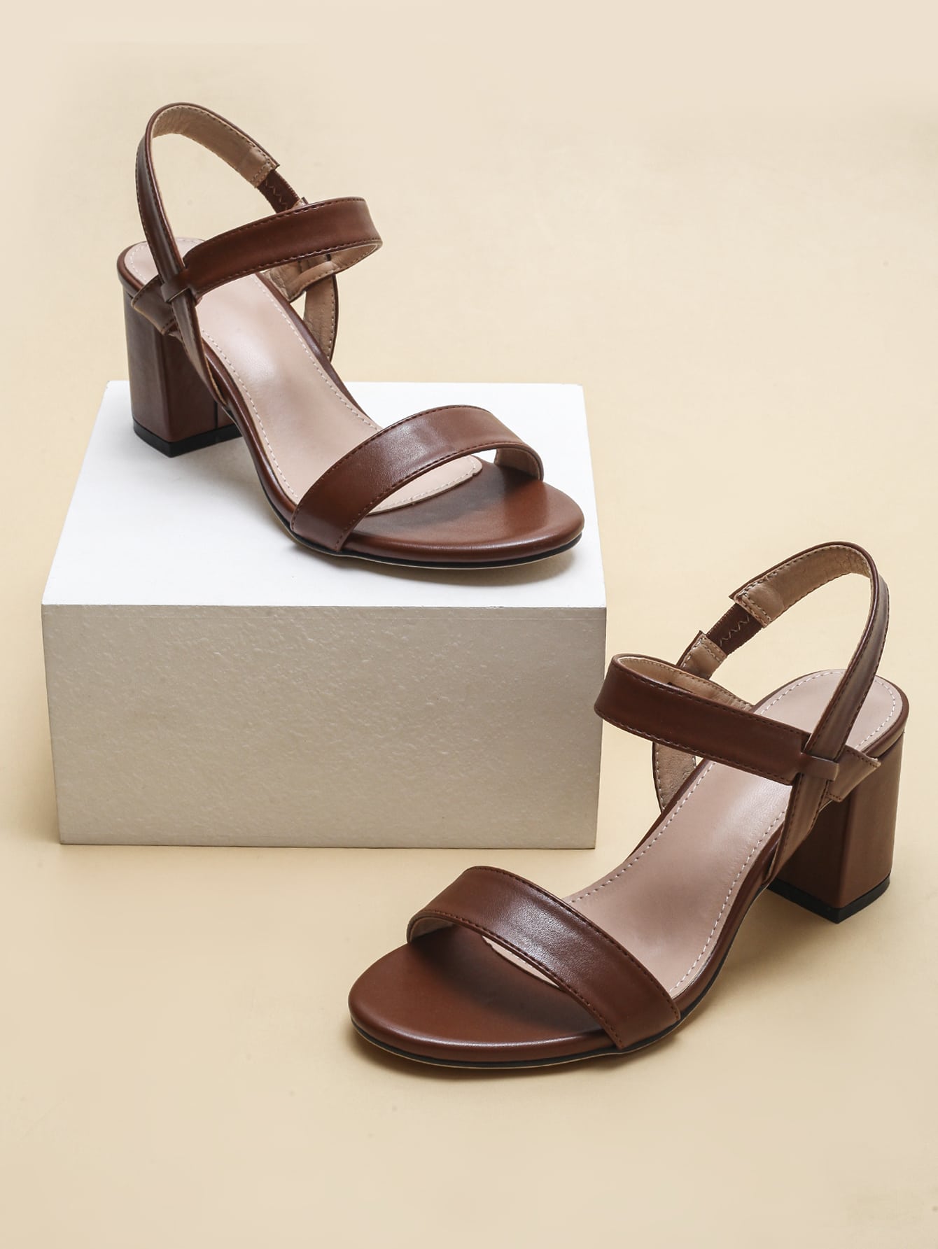 In Coffee Brown Women Heeled Sandals