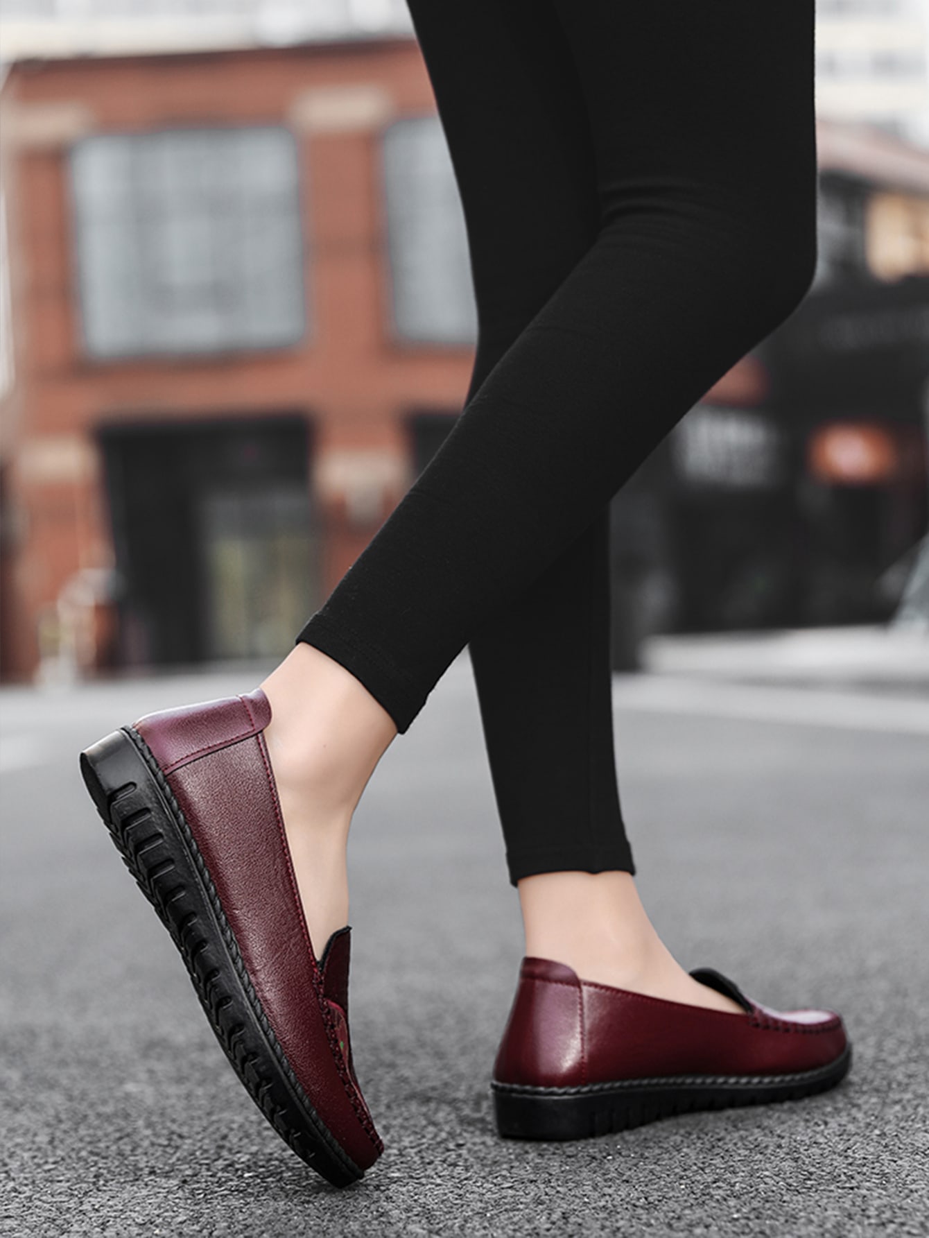 In Burgundy Women Flats