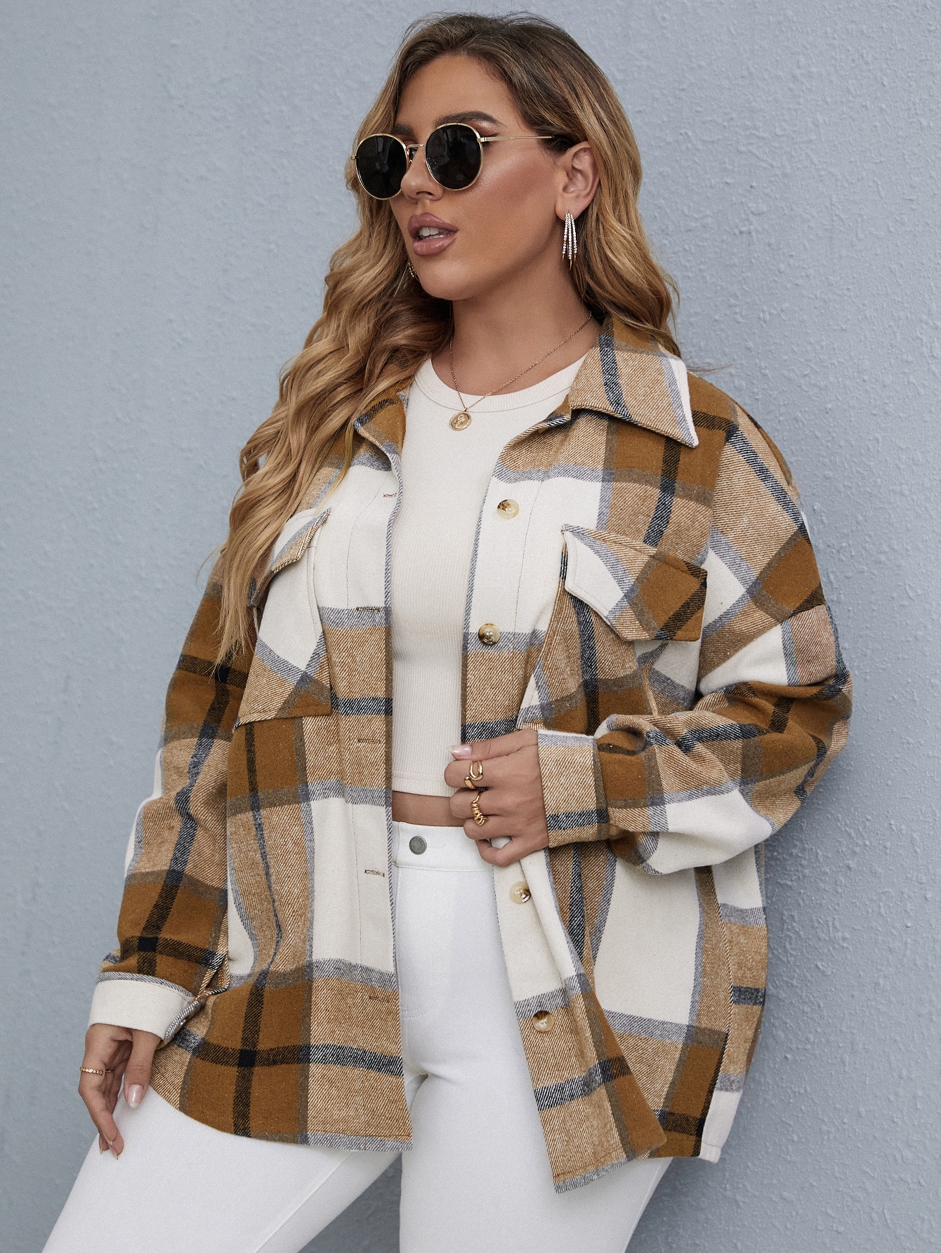 In Long Sleeve Plus Size Overcoats