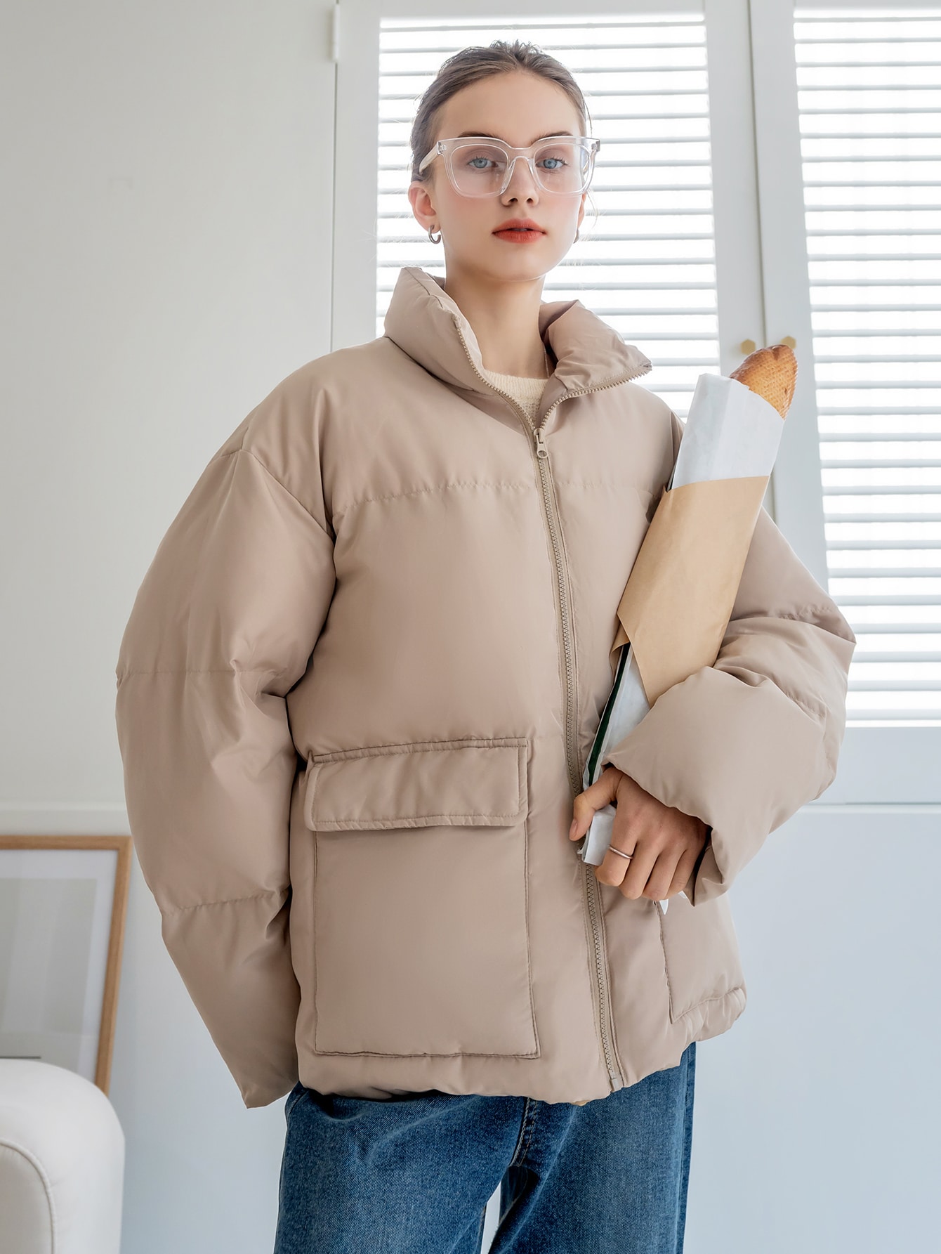 In Beige Women Outerwear