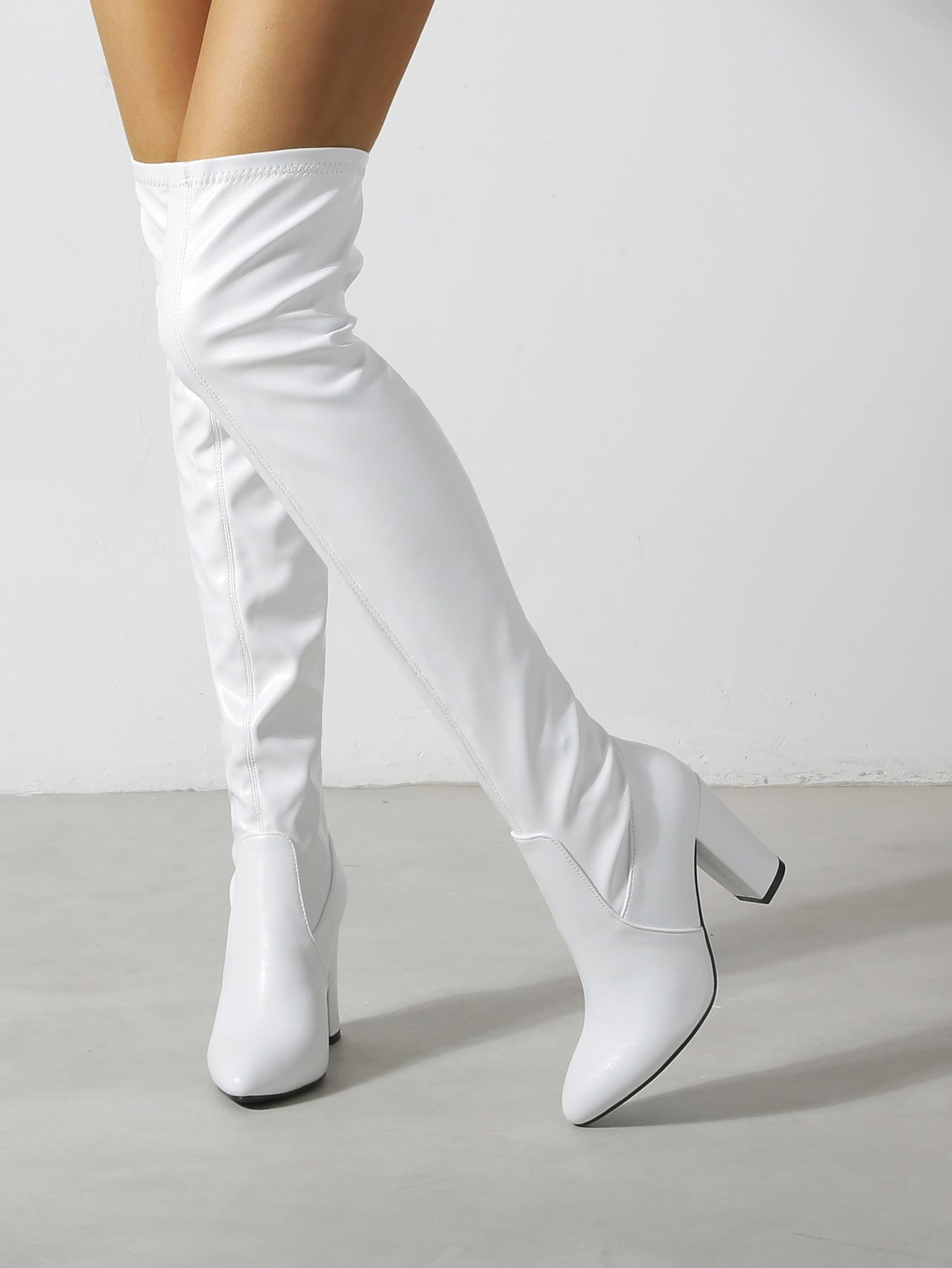 In White Women Over-the-Knee Boots