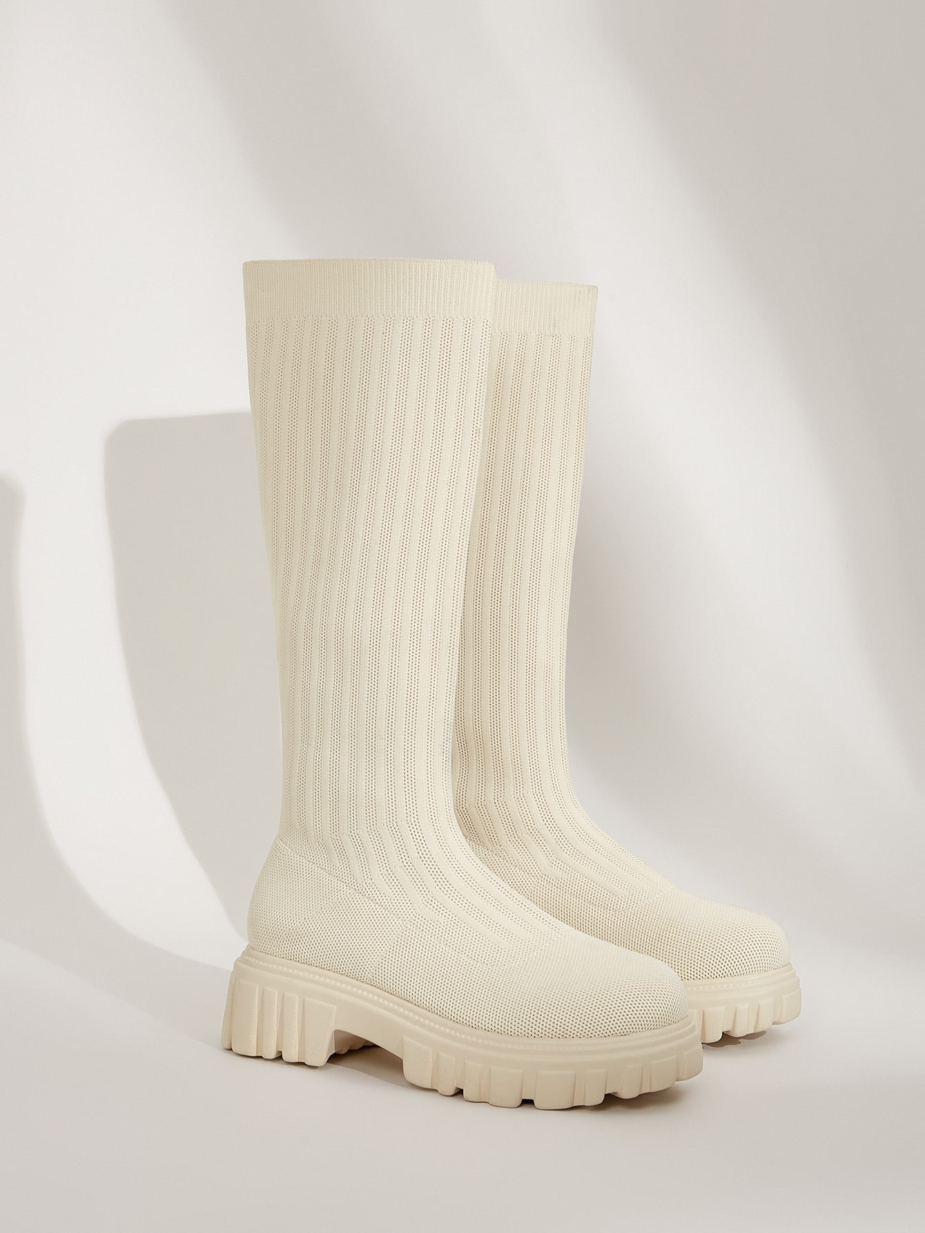 In Beige Women Mid-Calf Boots