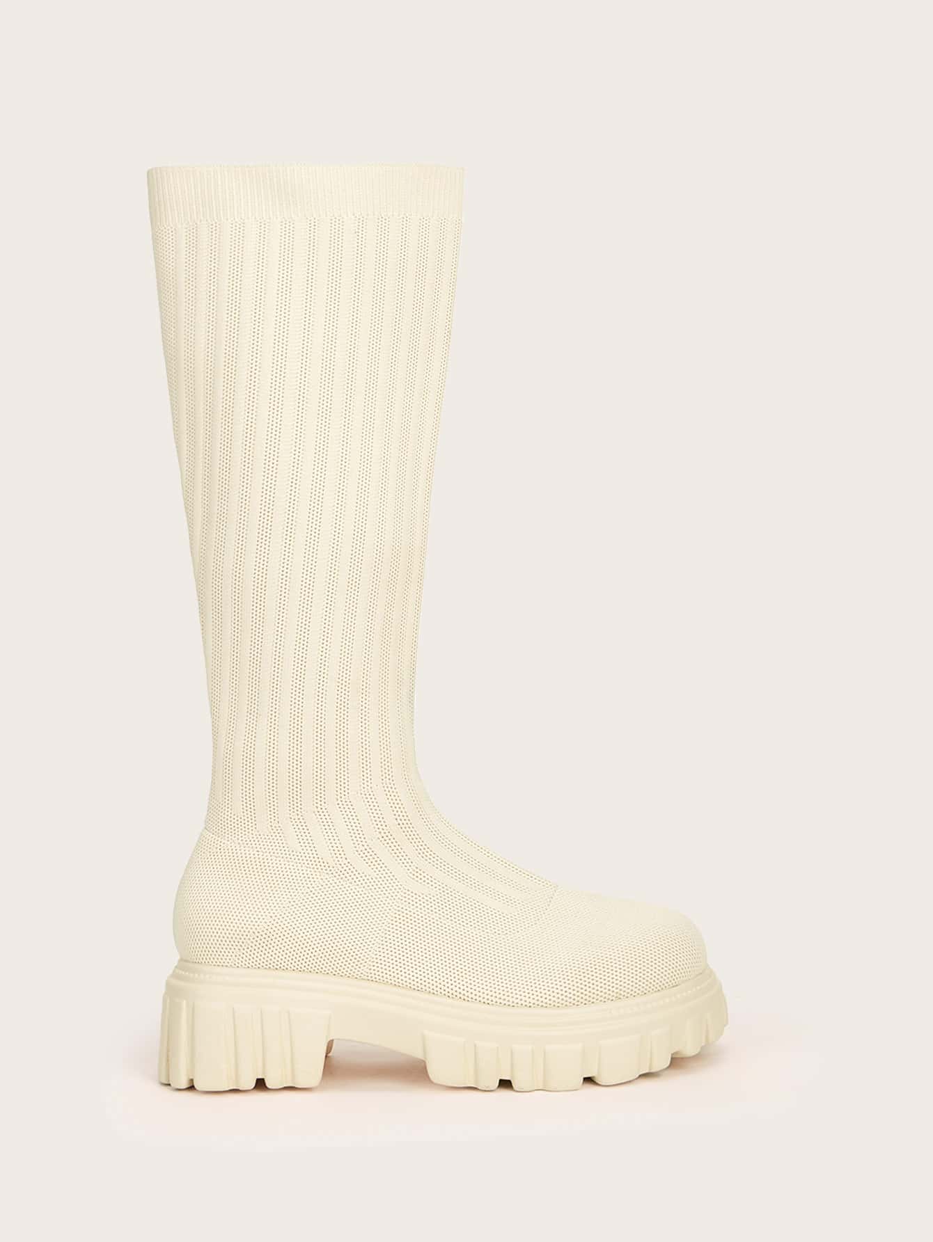 In Beige Women Mid-Calf Boots