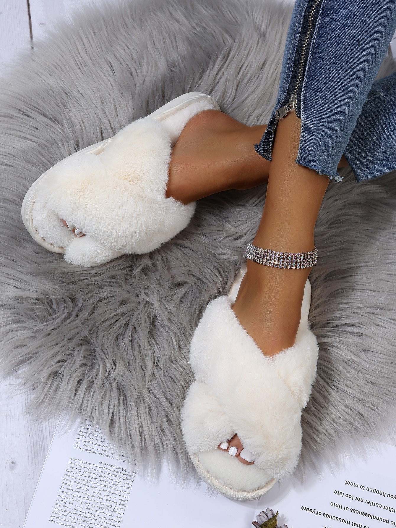 In Beige Women Home Slippers