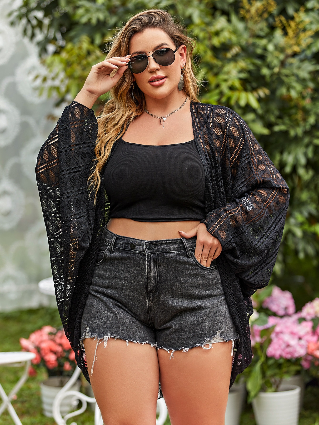 In Long Sleeve Plus Size Kimonos