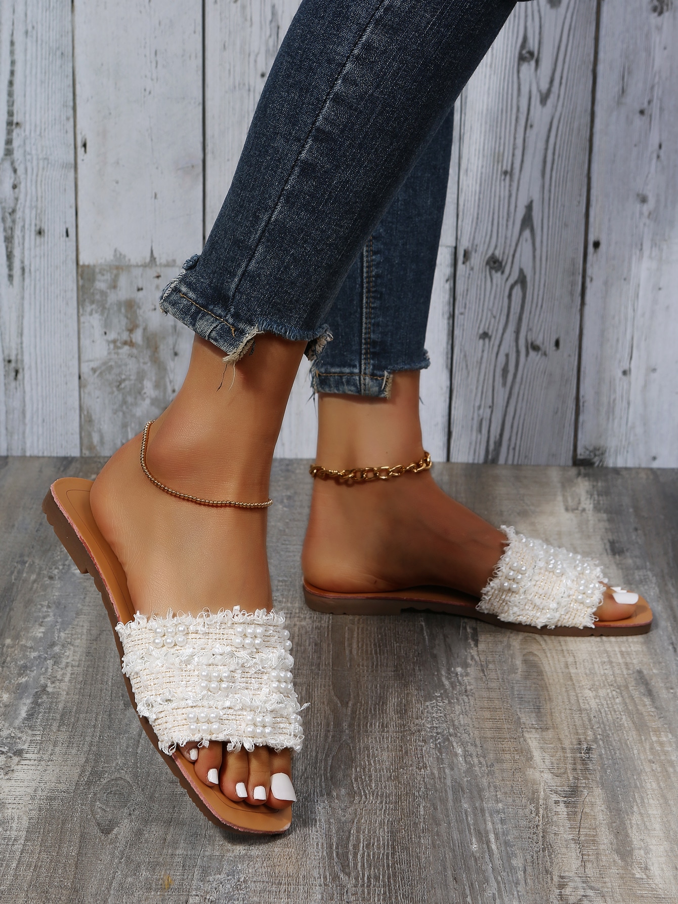 In White Women Flat Sandals