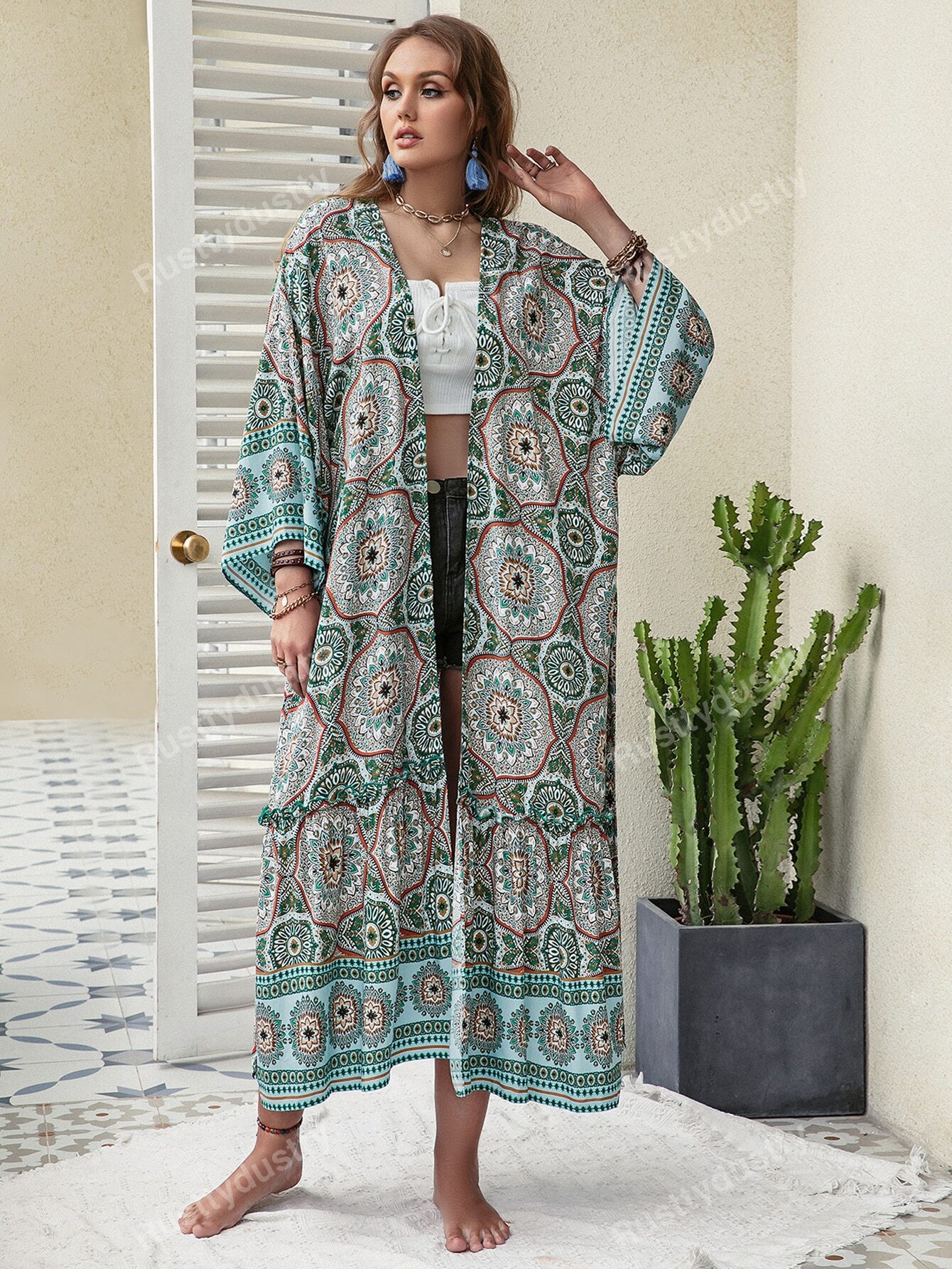 In Long Sleeve Plus Size Kimonos