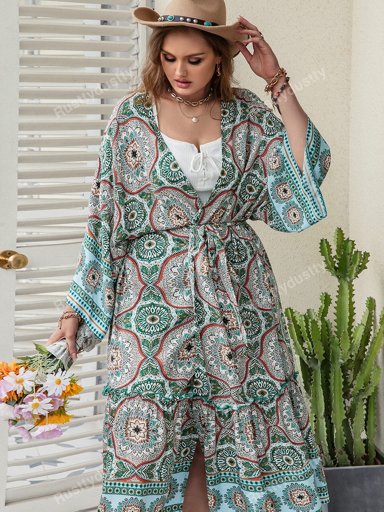 In Long Sleeve Plus Size Kimonos