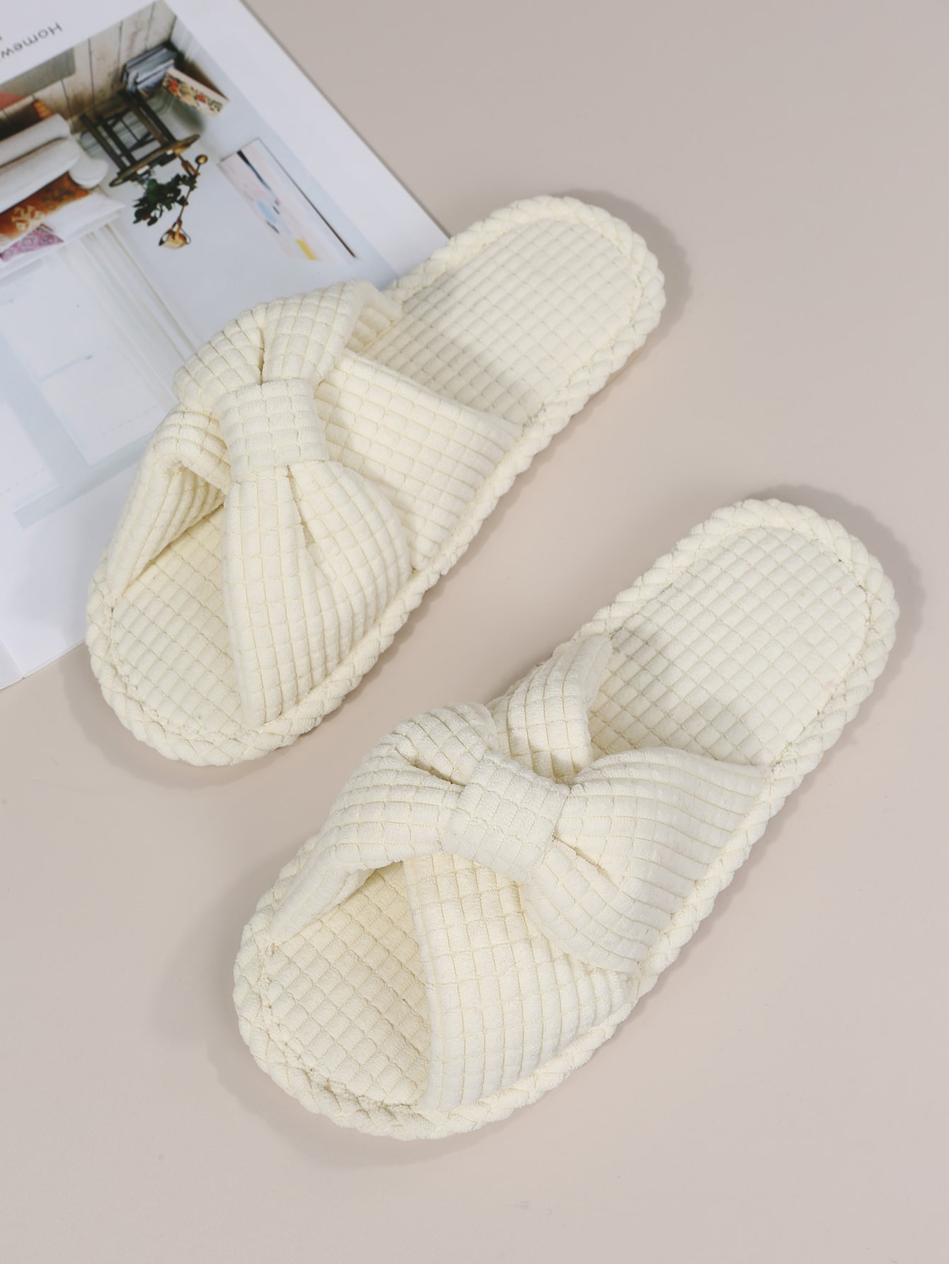 In Beige Women Home Slippers