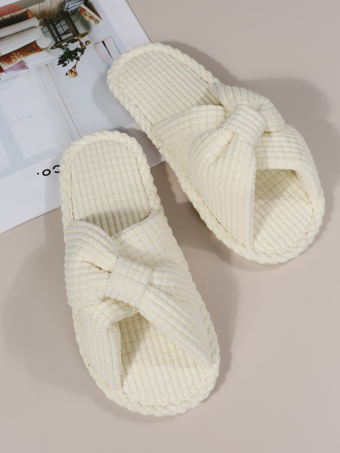 In Beige Women Home Slippers