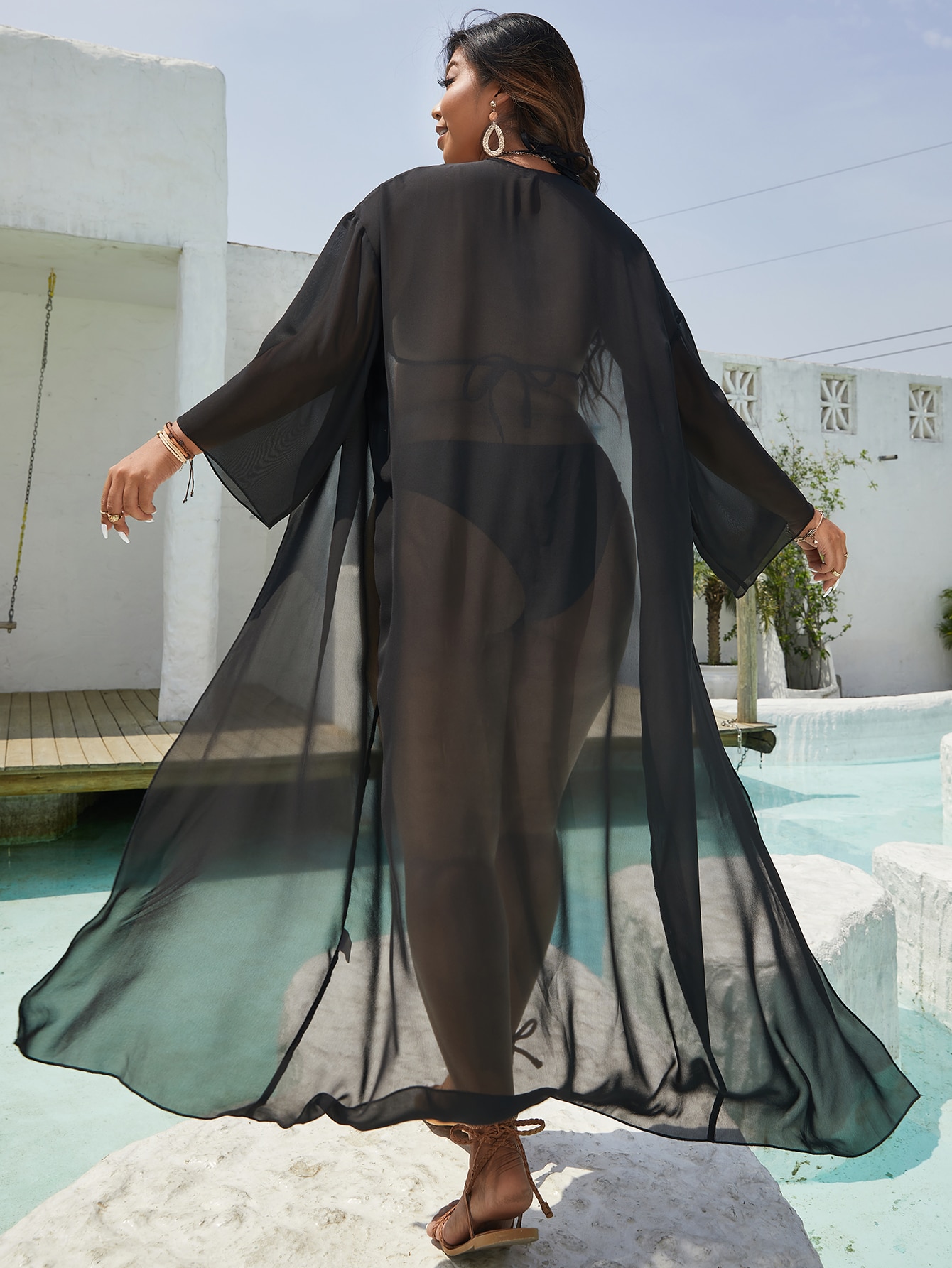 In Long Sleeve Plus Size Kimonos