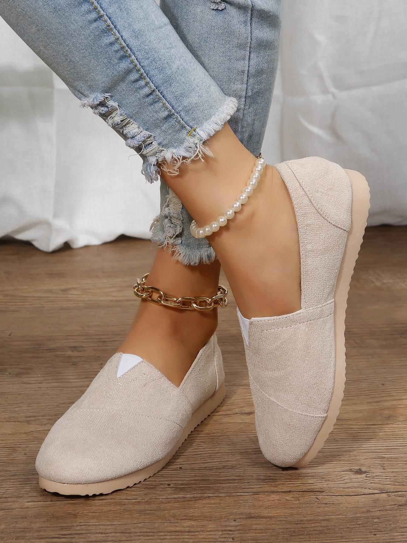 In Beige Women Flats