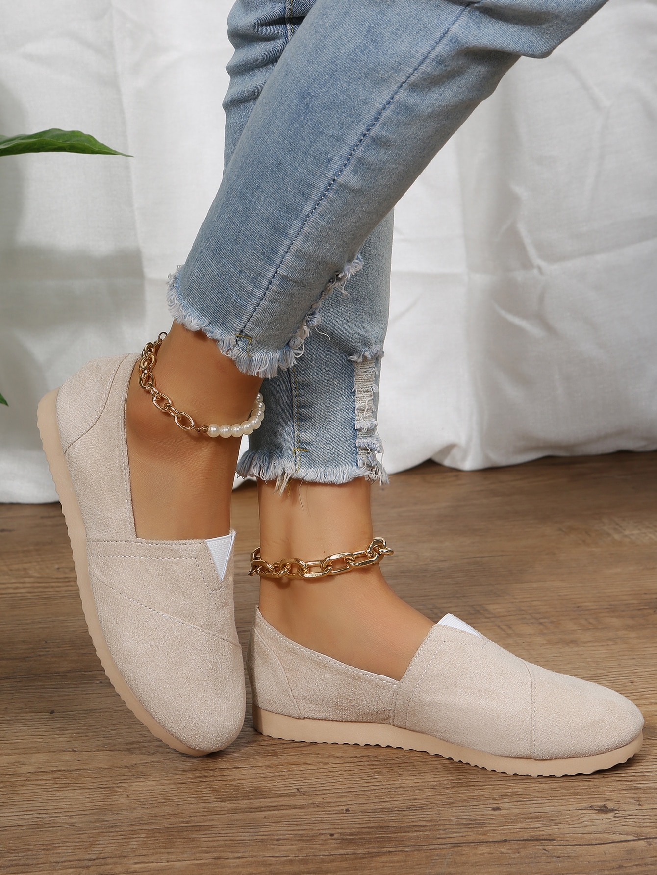 In Beige Women Flats