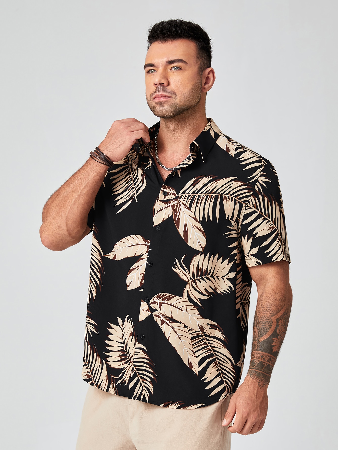 Men Plus Size Shirt Co-ords