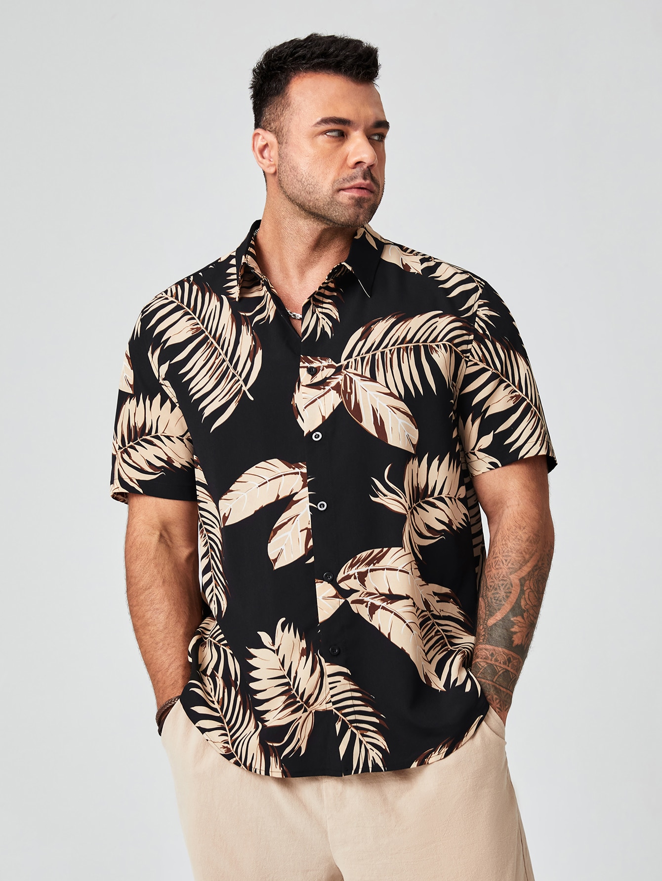 Men Plus Size Shirt Co-ords