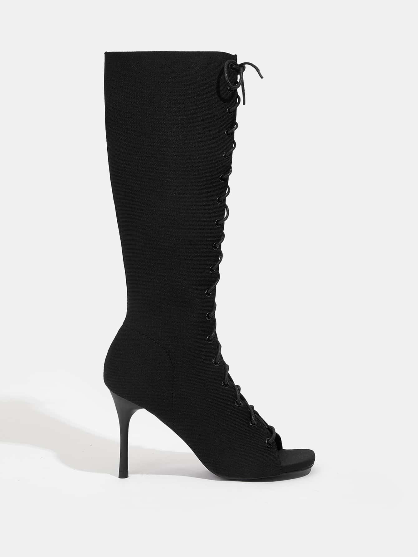 In Black Women Knee-High Boots