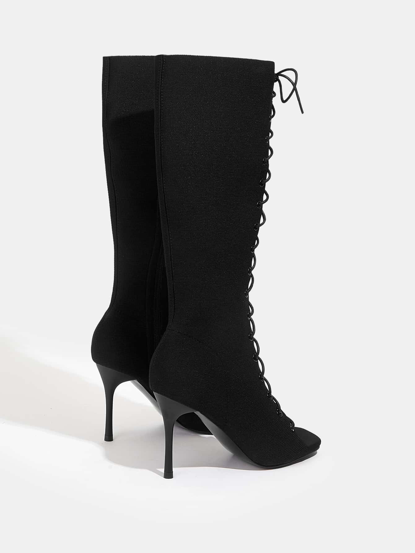 In Black Women Knee-High Boots