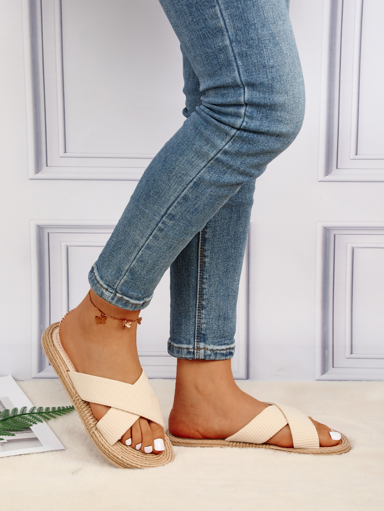 In Beige Women Flat Sandals