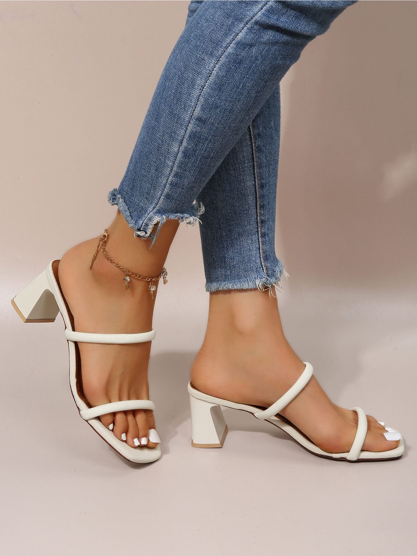 In Beige Women Heeled Sandals