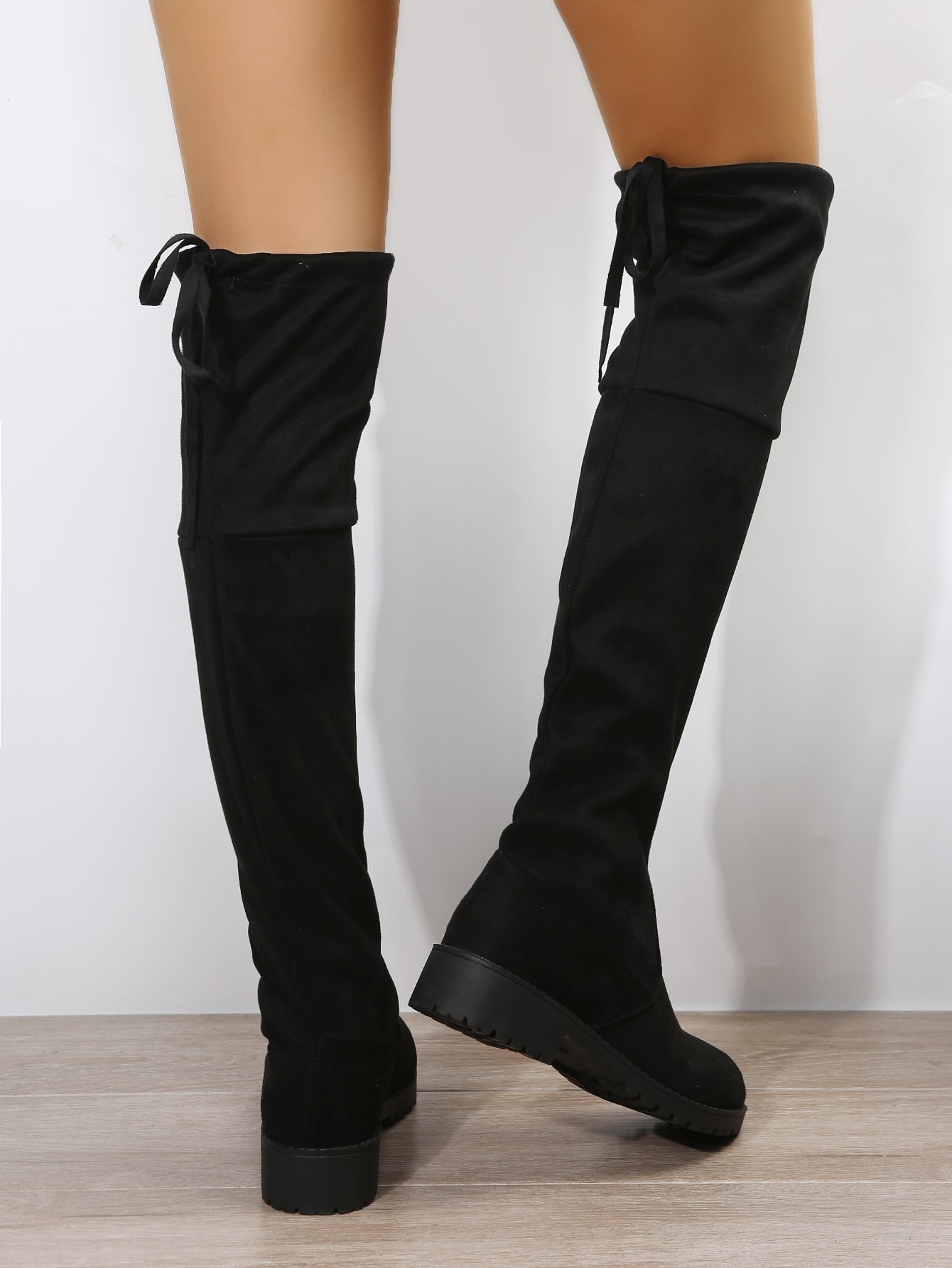 In Black Women Knee-High Boots