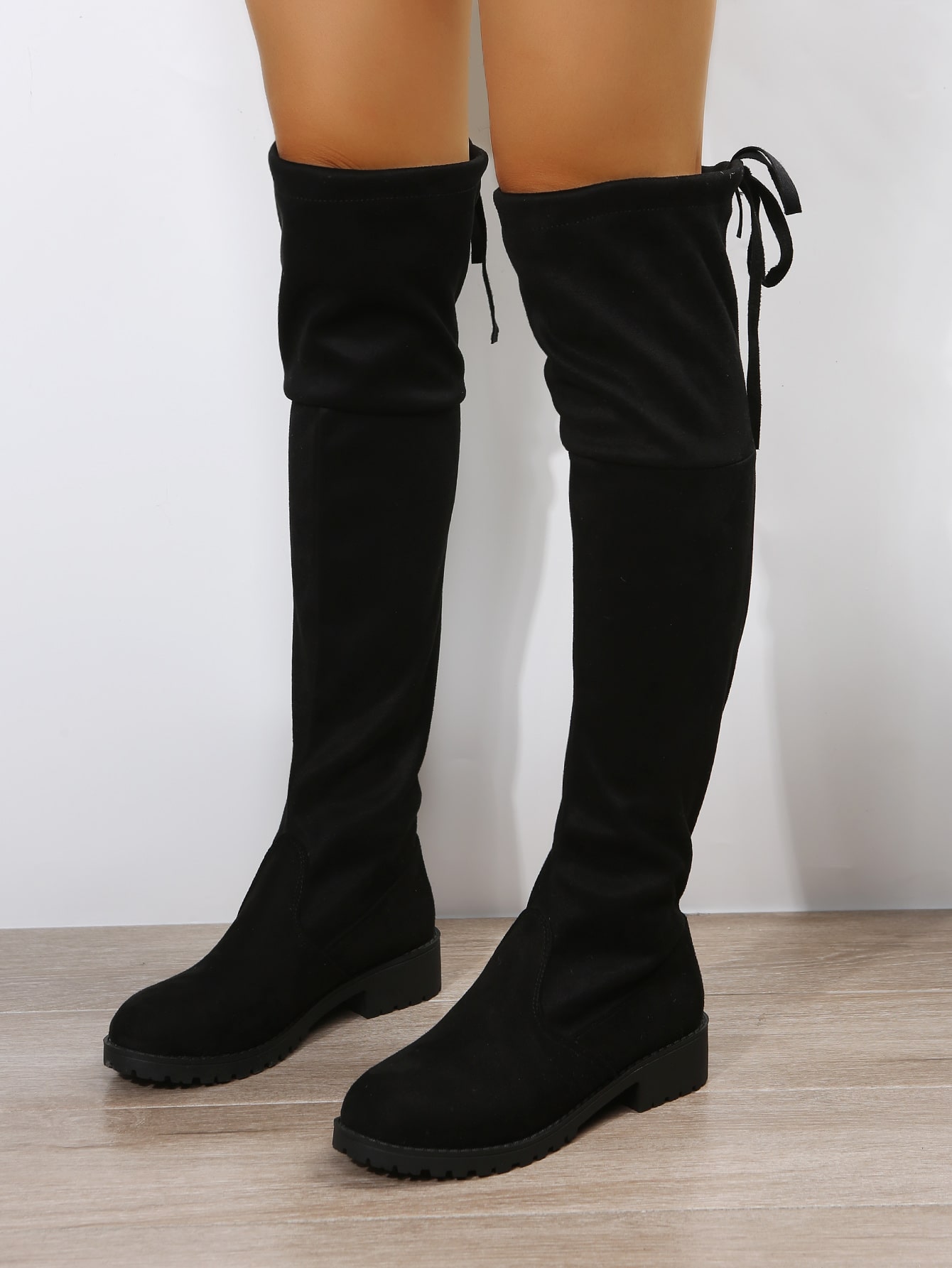 In Black Women Knee-High Boots