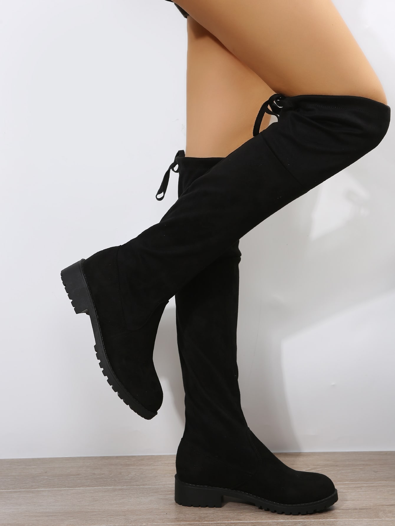 In Black Women Knee-High Boots