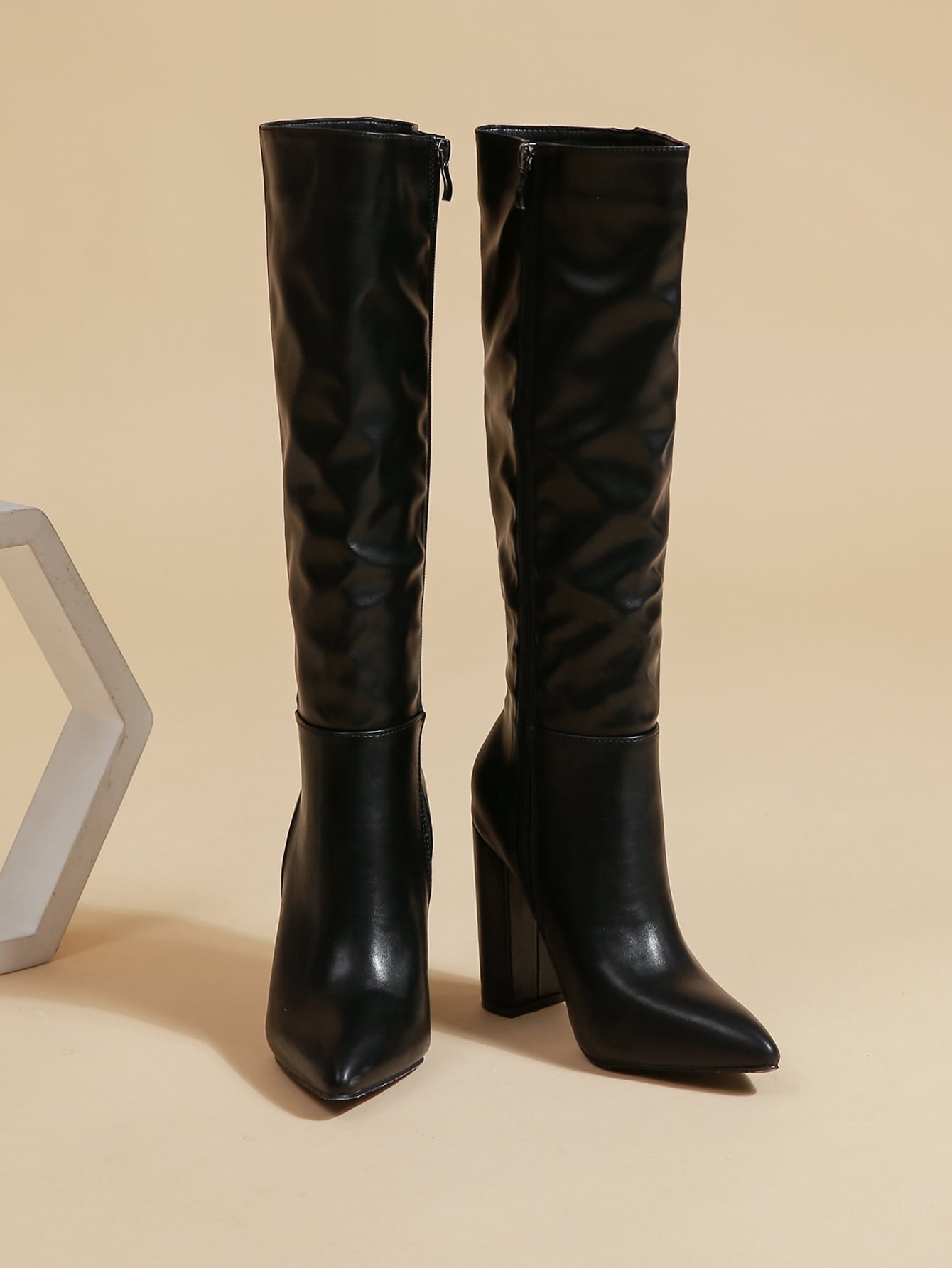 In Black Women Knee-High Boots