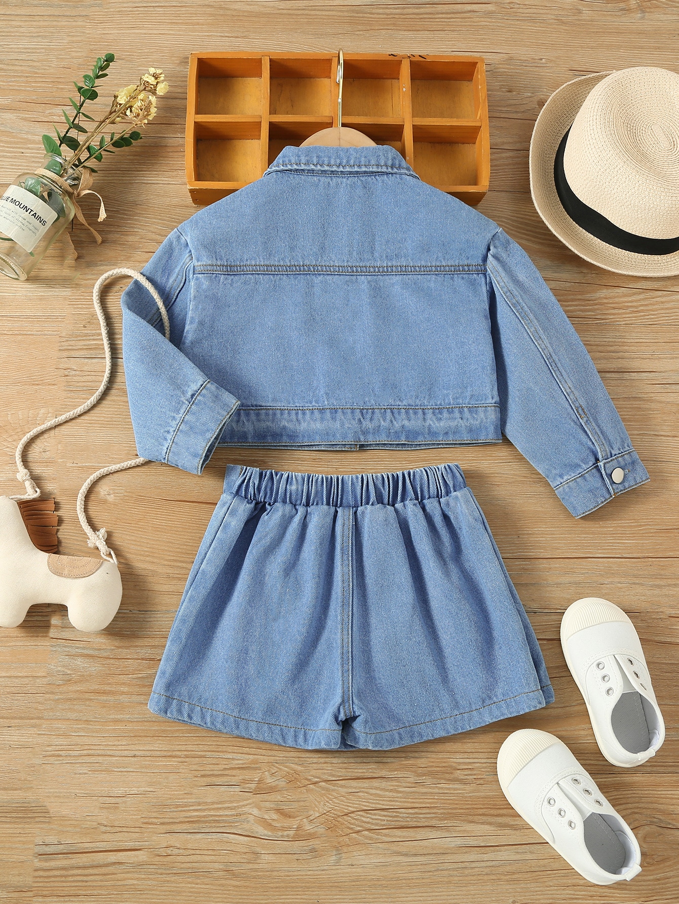 Young Girls Denim Two-piece Outfits