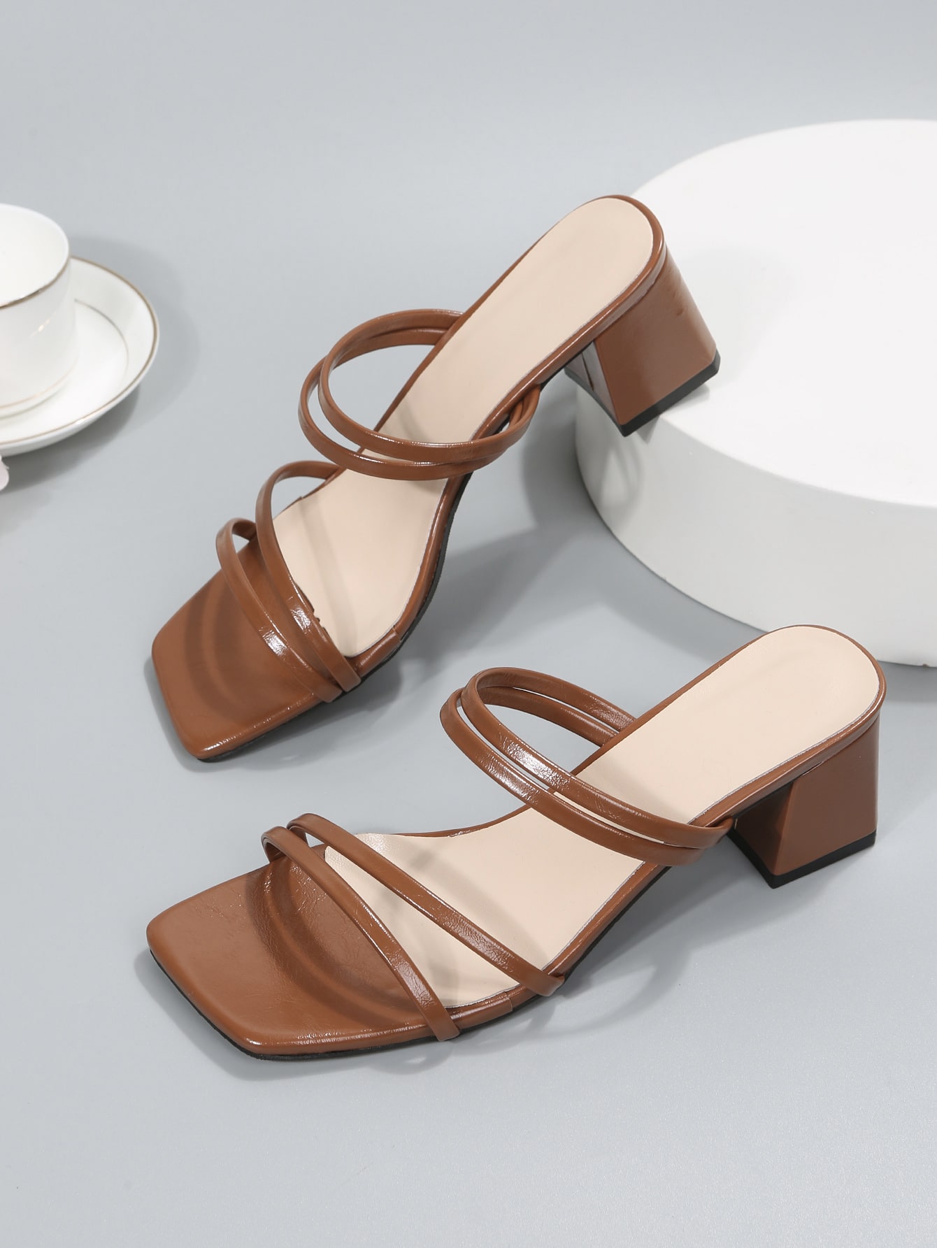 In Coffee Brown Women Heeled Sandals