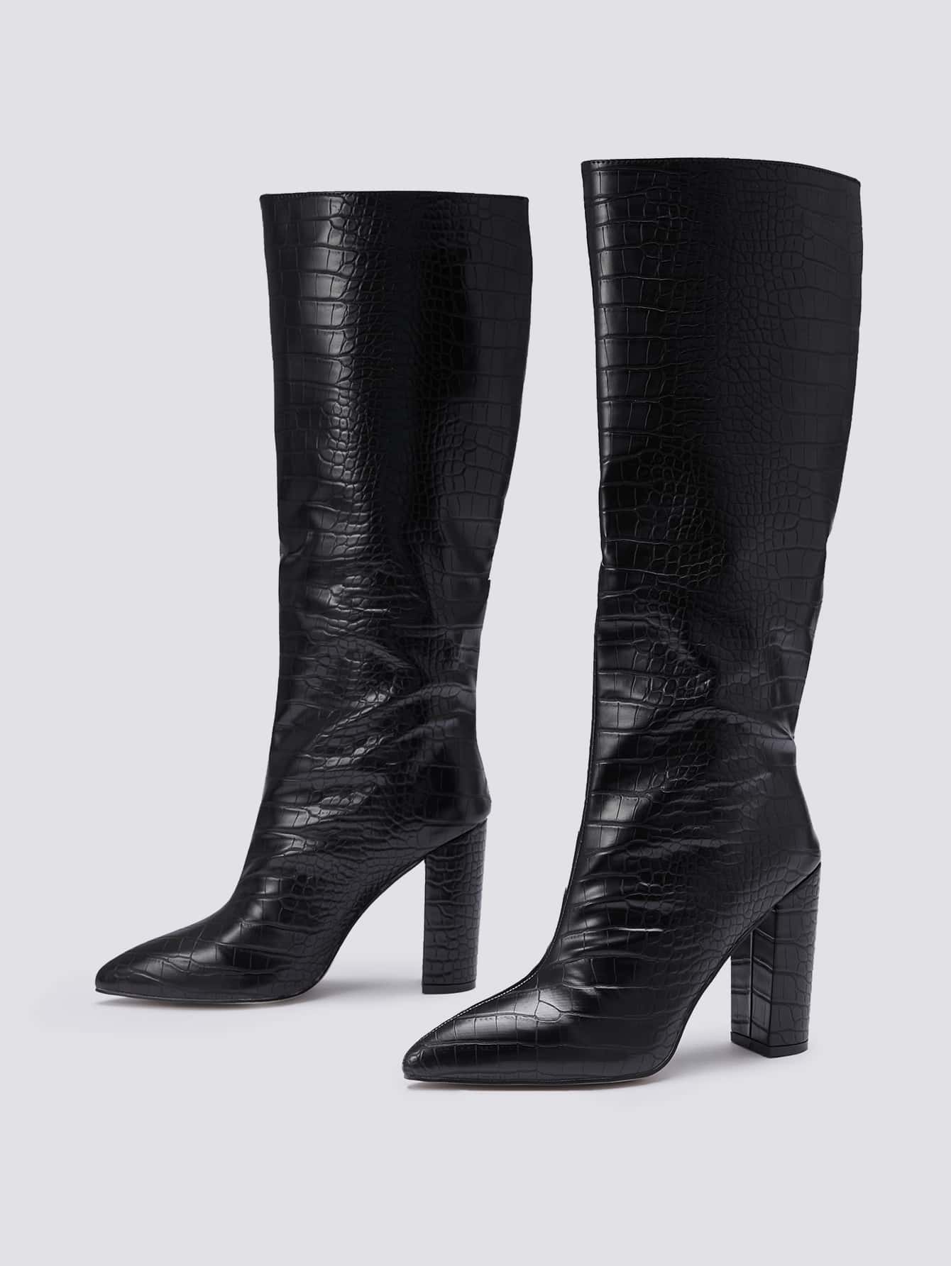 In Black Women Knee-High Boots