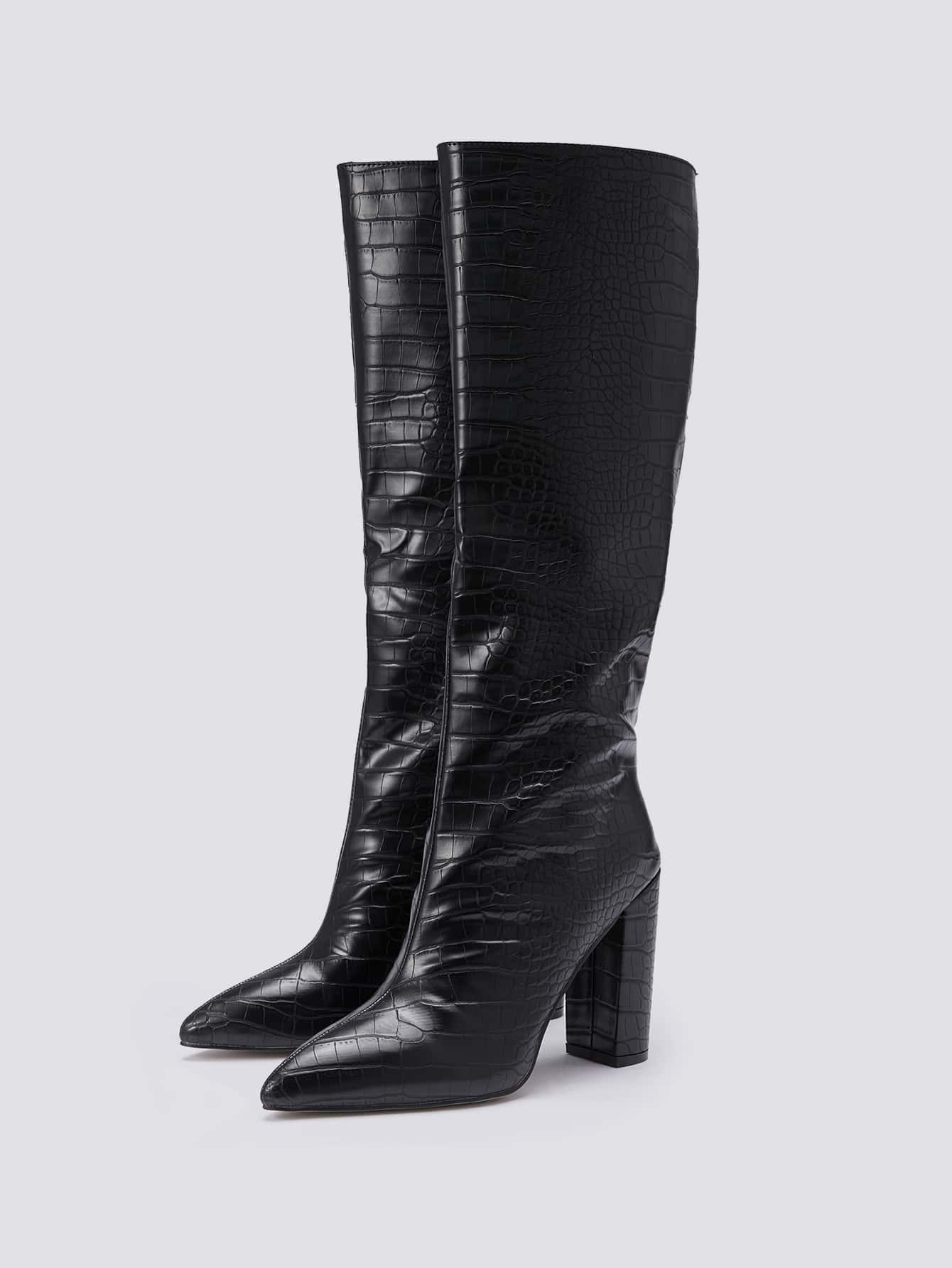 In Black Women Knee-High Boots