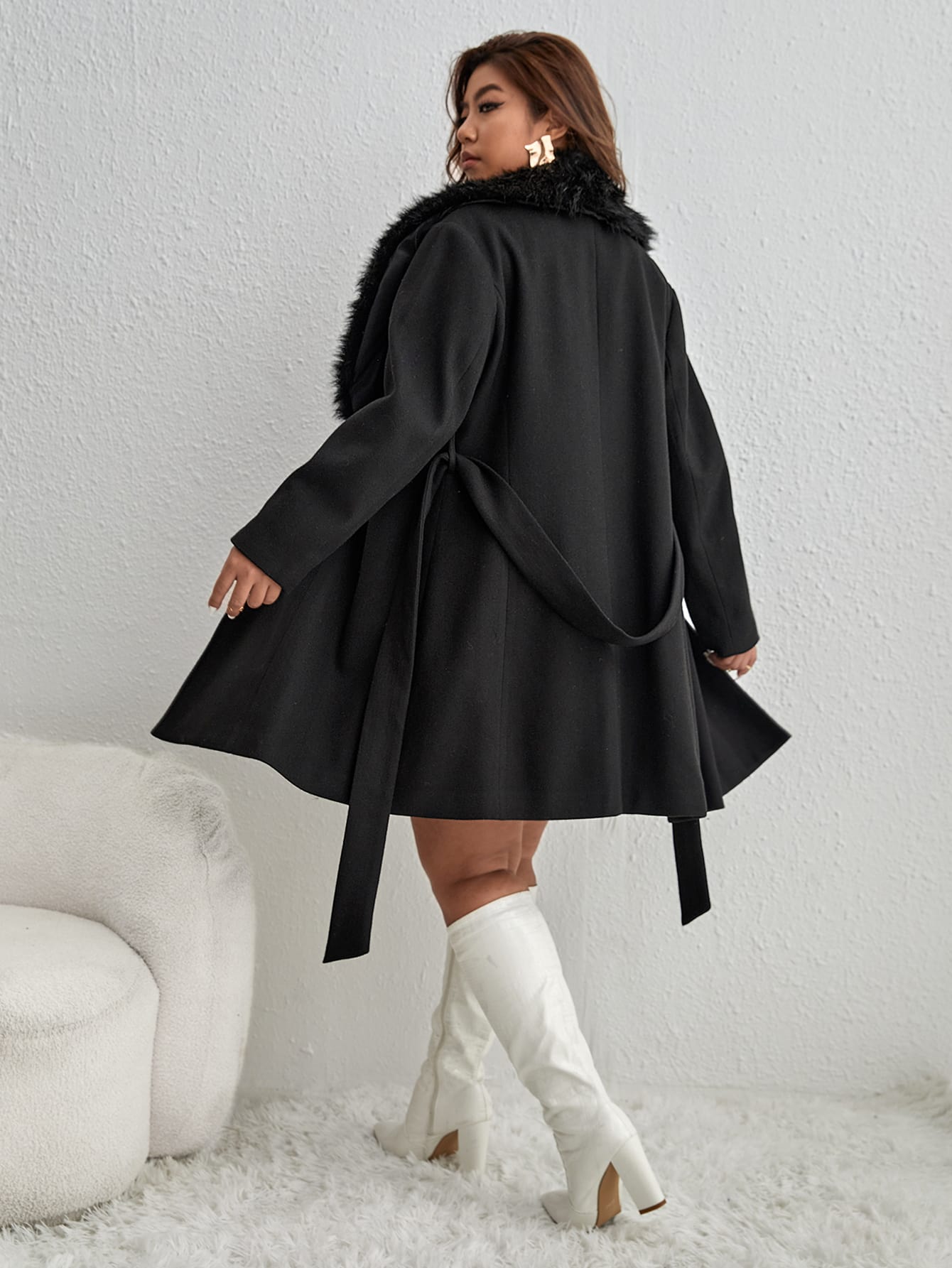 In Long Sleeve Plus Size Overcoats