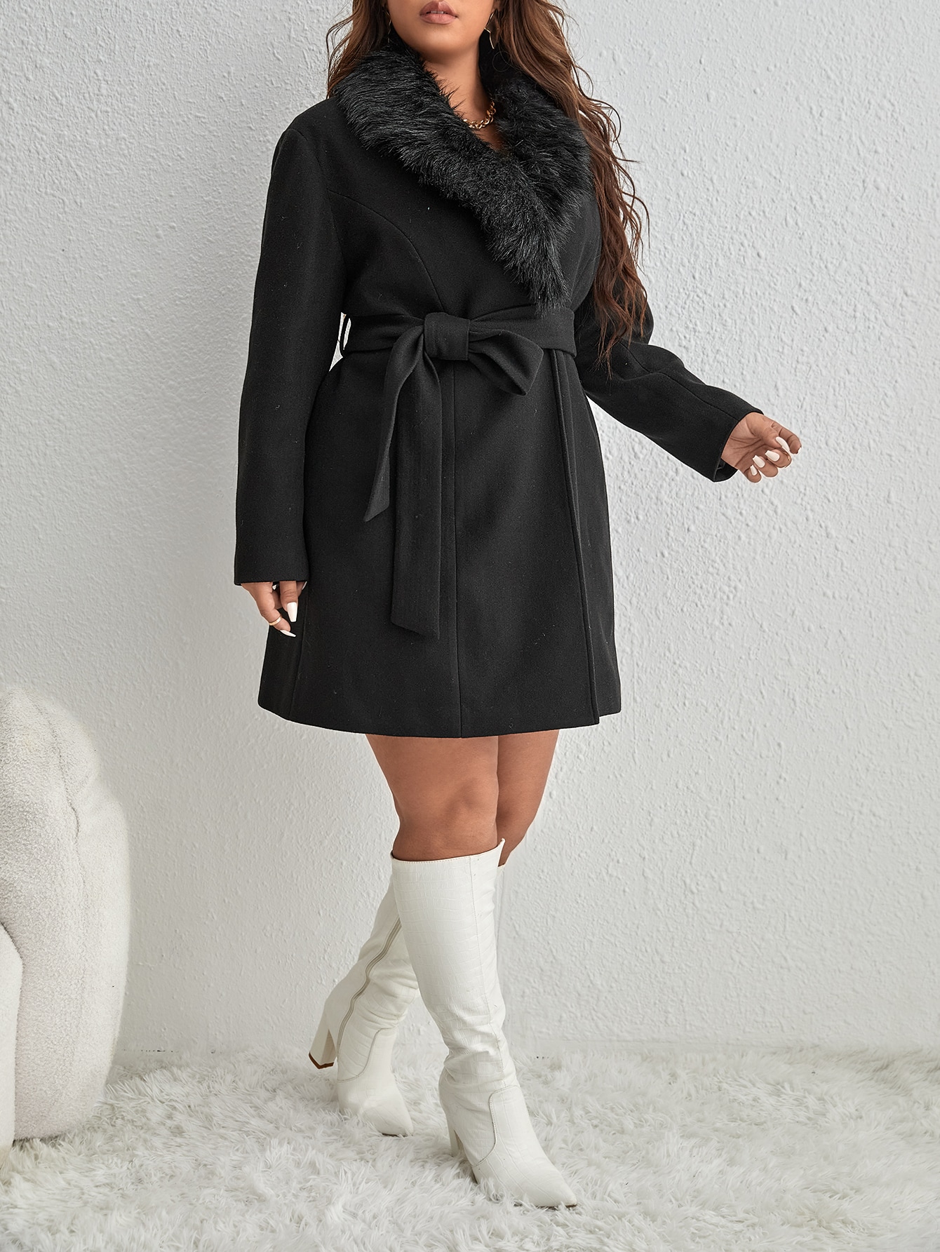 In Long Sleeve Plus Size Overcoats