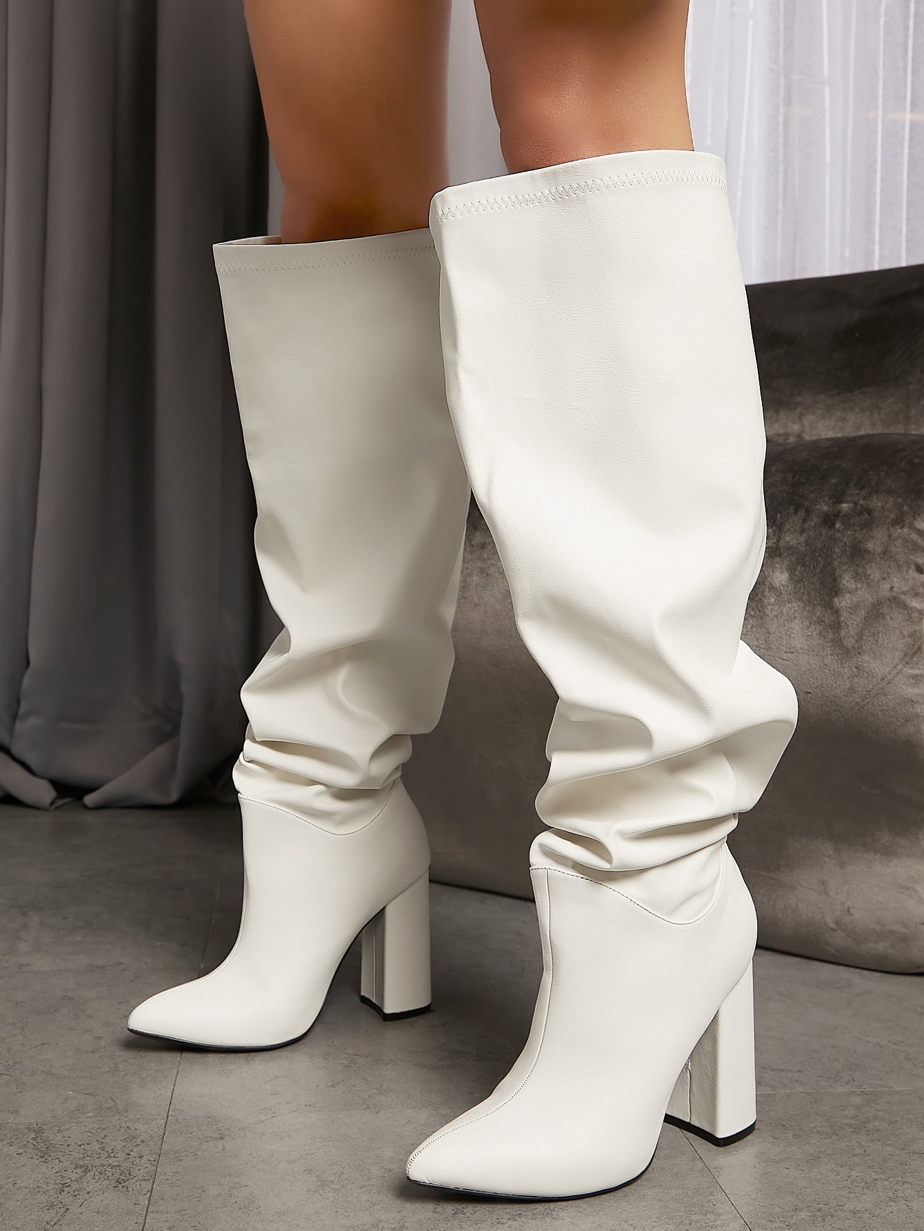 In White Women Over-the-Knee Boots