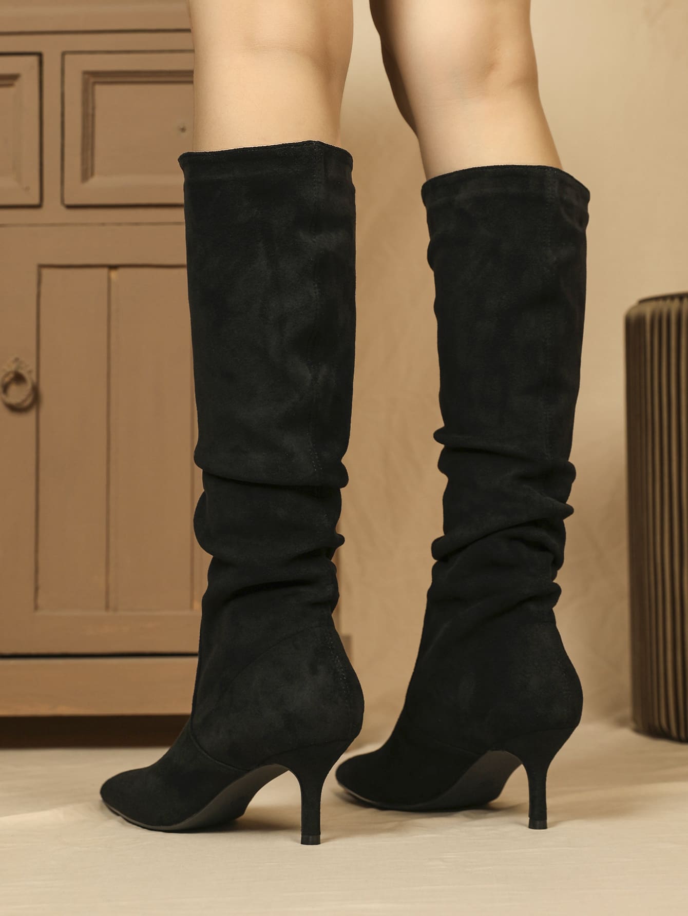 In Black Women Knee-High Boots