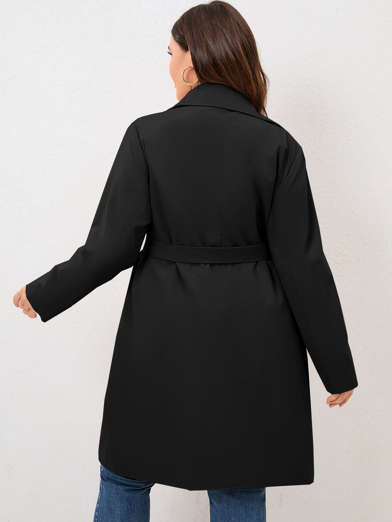 In Long Sleeve Plus Size Trench Coats