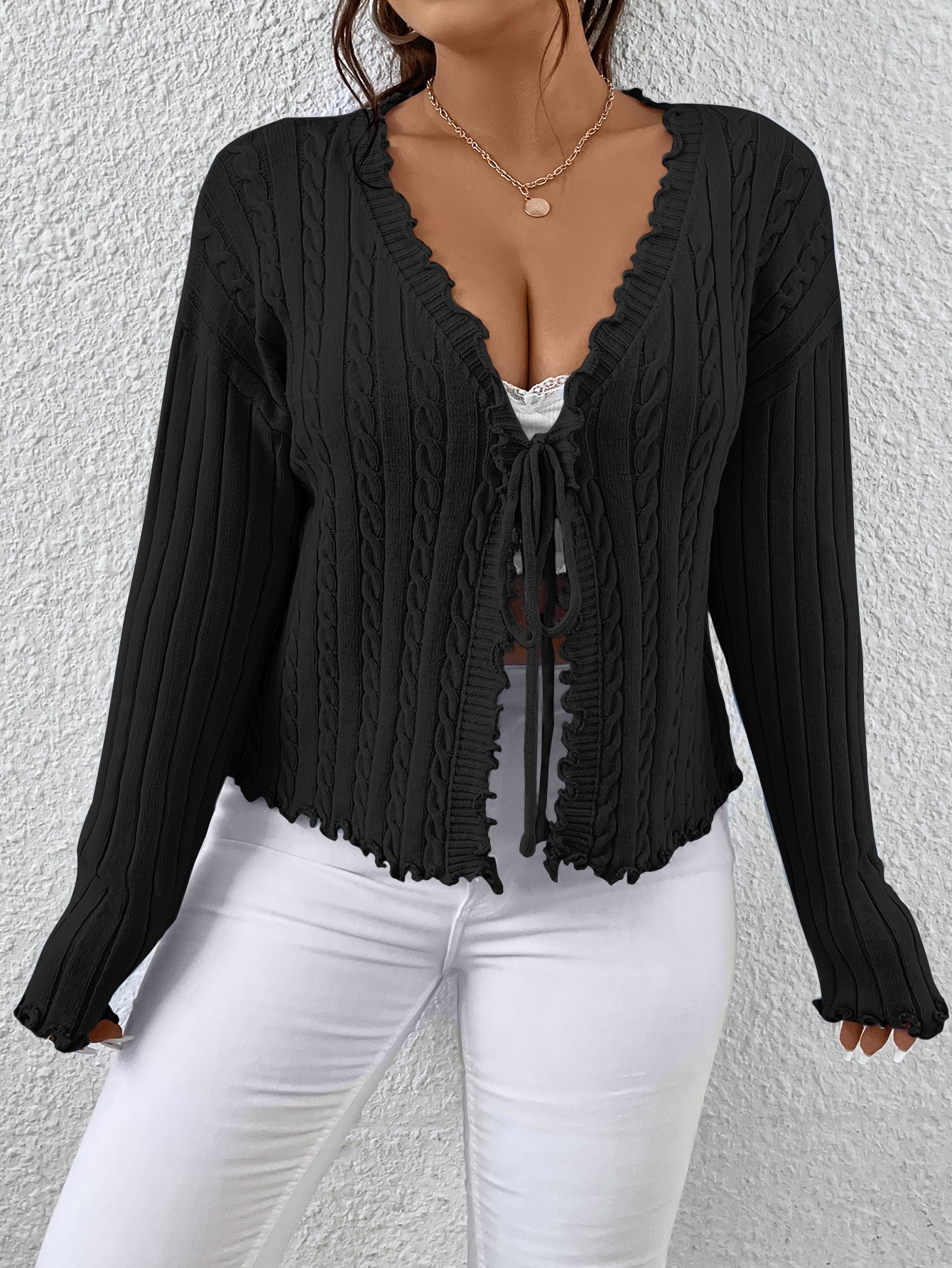 In Long Sleeve Plus Size Cardigans