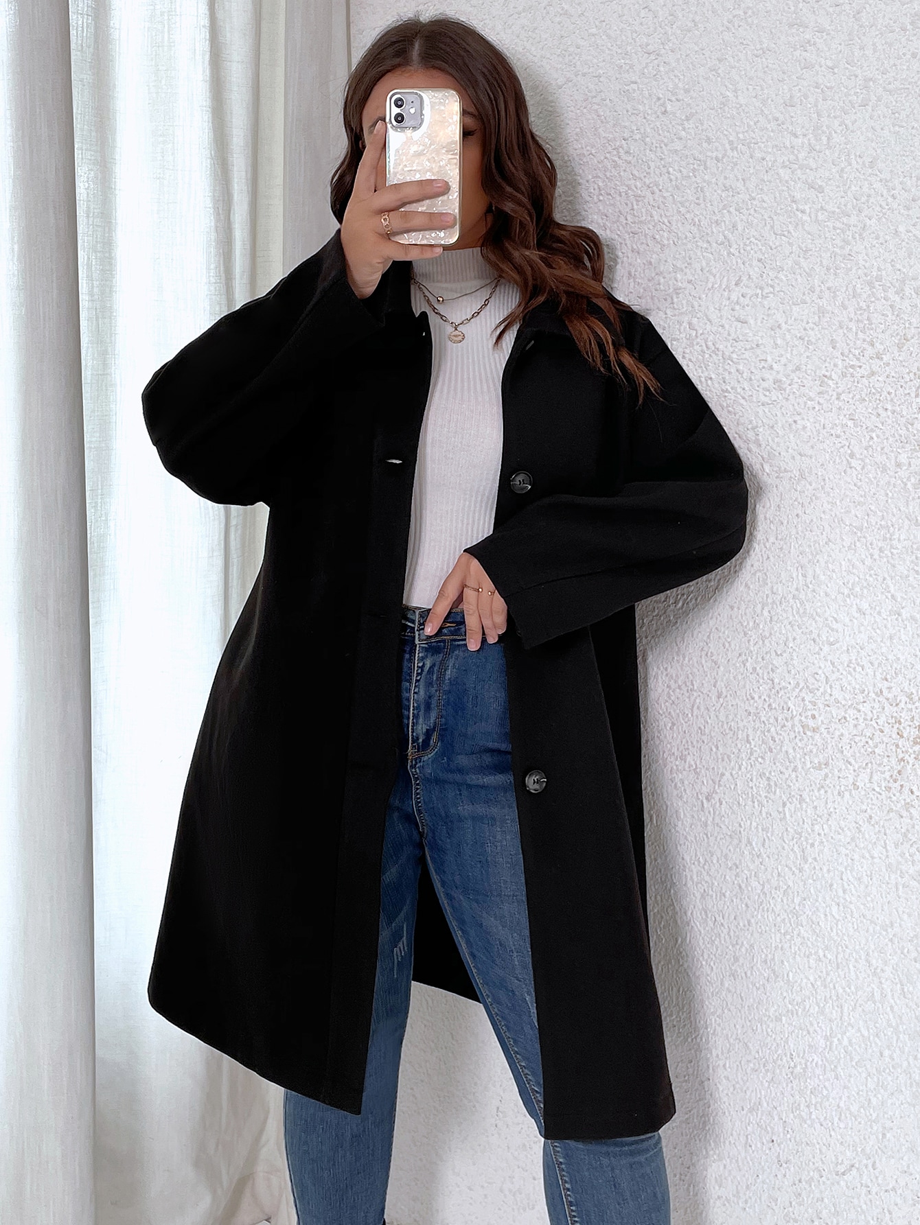 In Long Sleeve Plus Size Overcoats