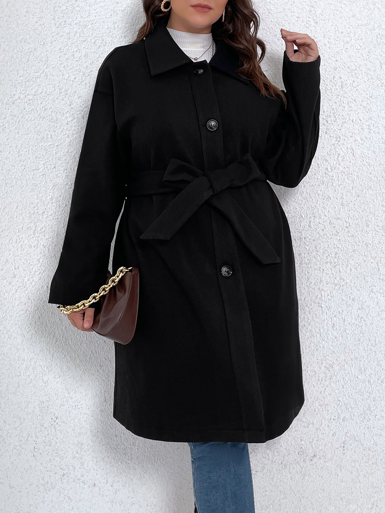 In Long Sleeve Plus Size Overcoats