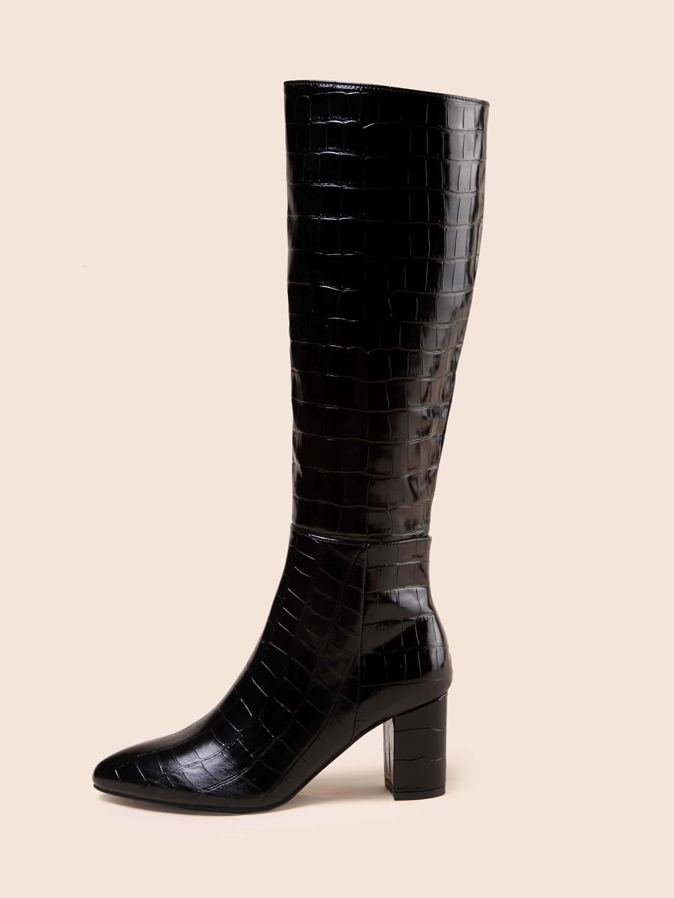 In Black Women Knee-High Boots