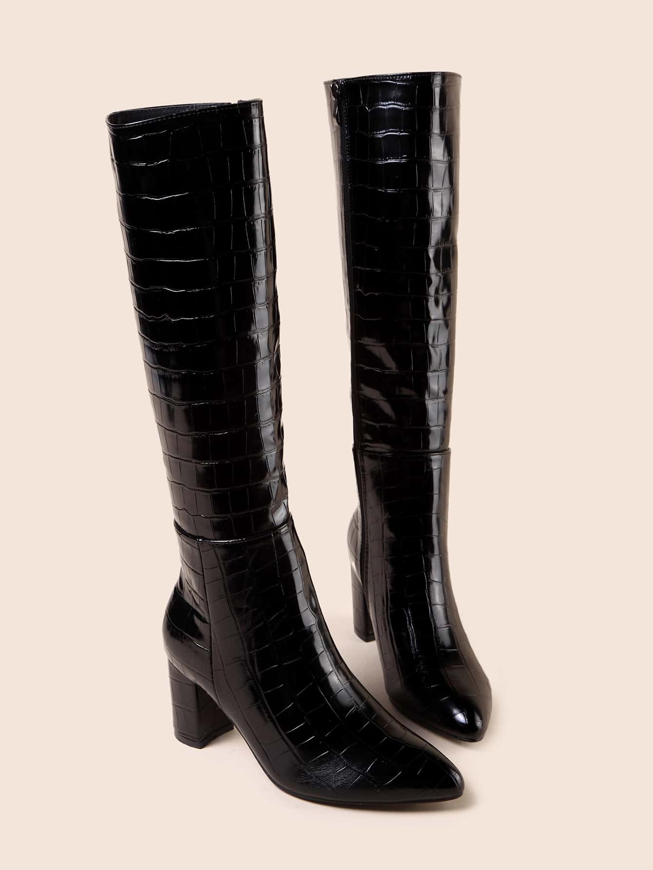 In Black Women Knee-High Boots