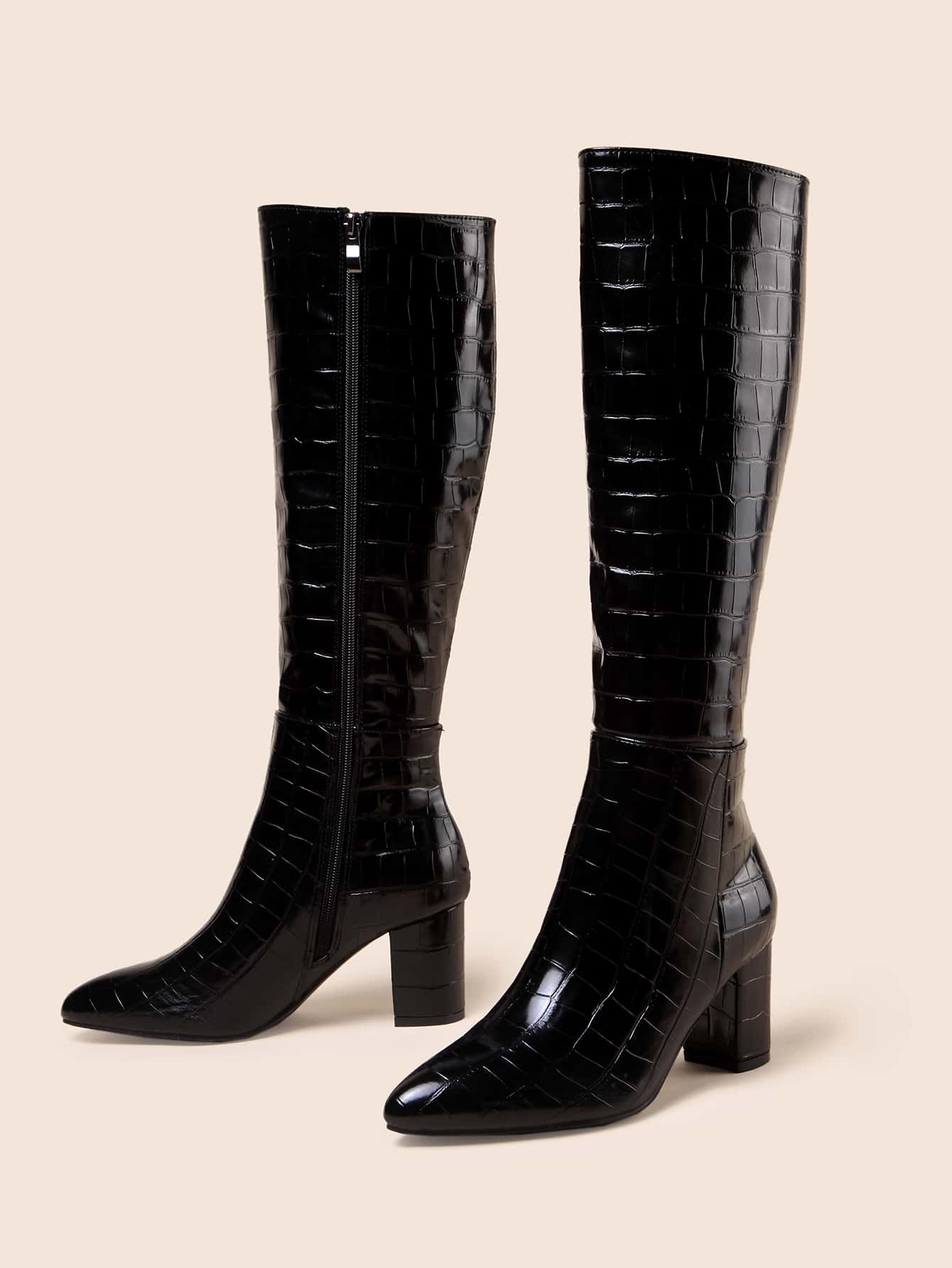 In Black Women Knee-High Boots