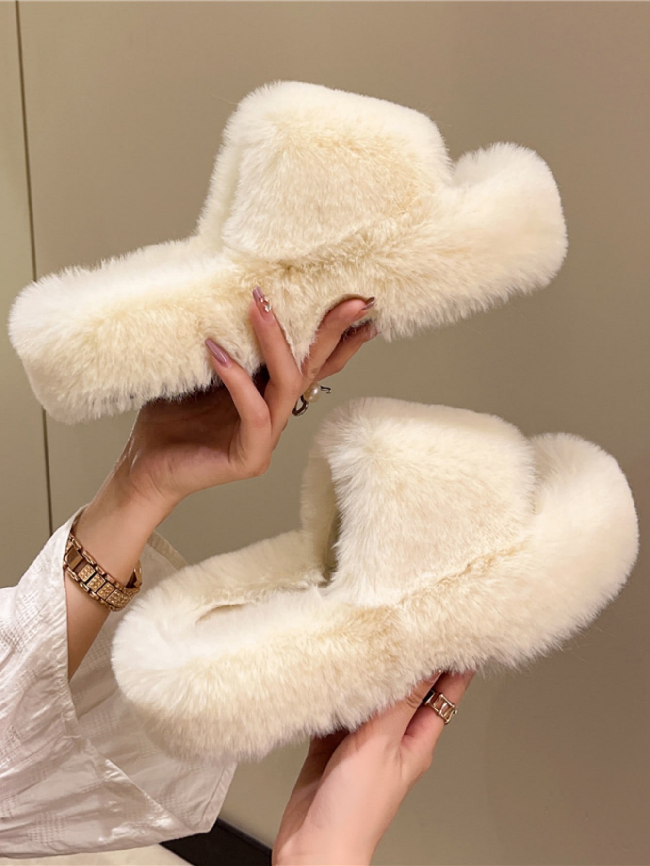 In Beige Women Home Slippers