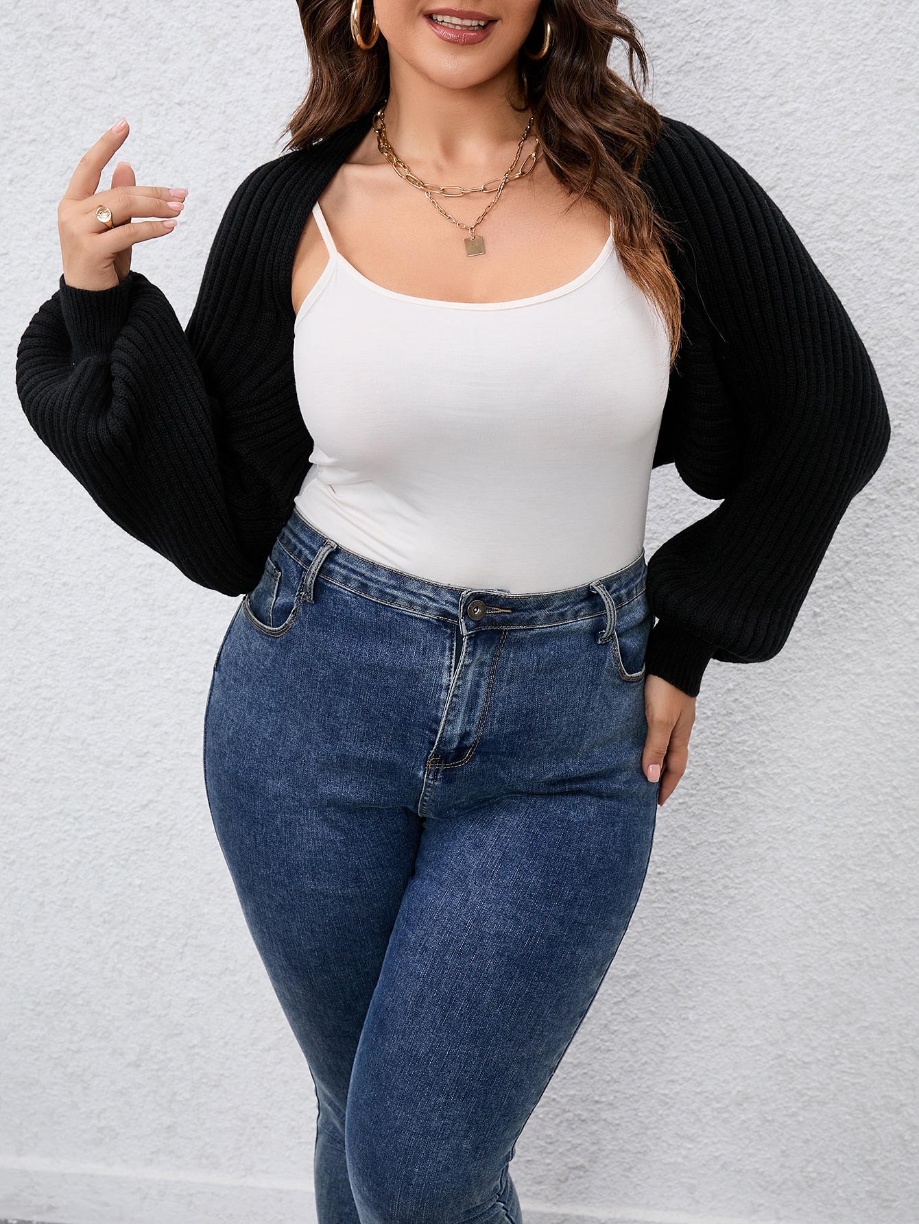 In Long Sleeve Plus Size Cardigans