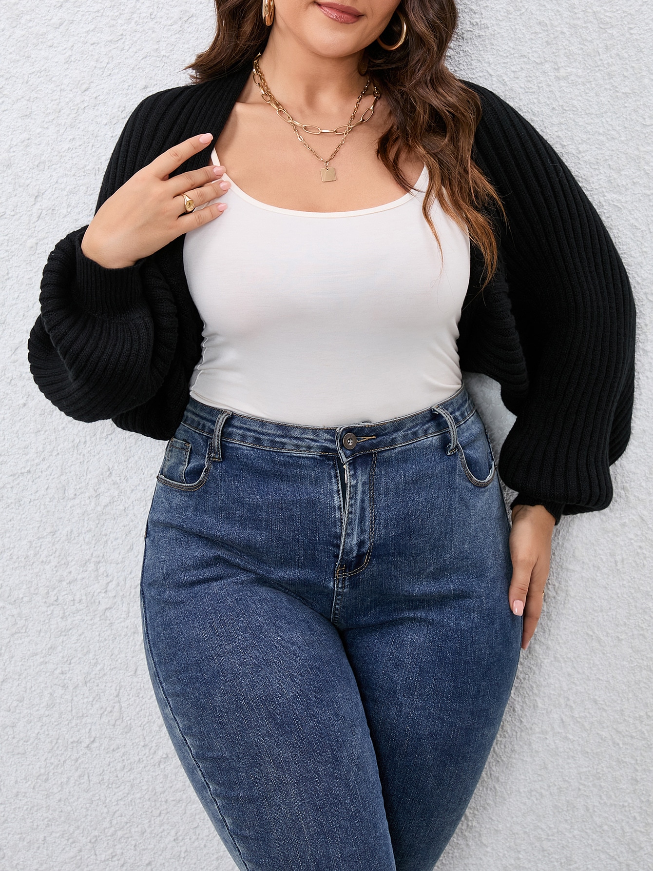 In Long Sleeve Plus Size Cardigans